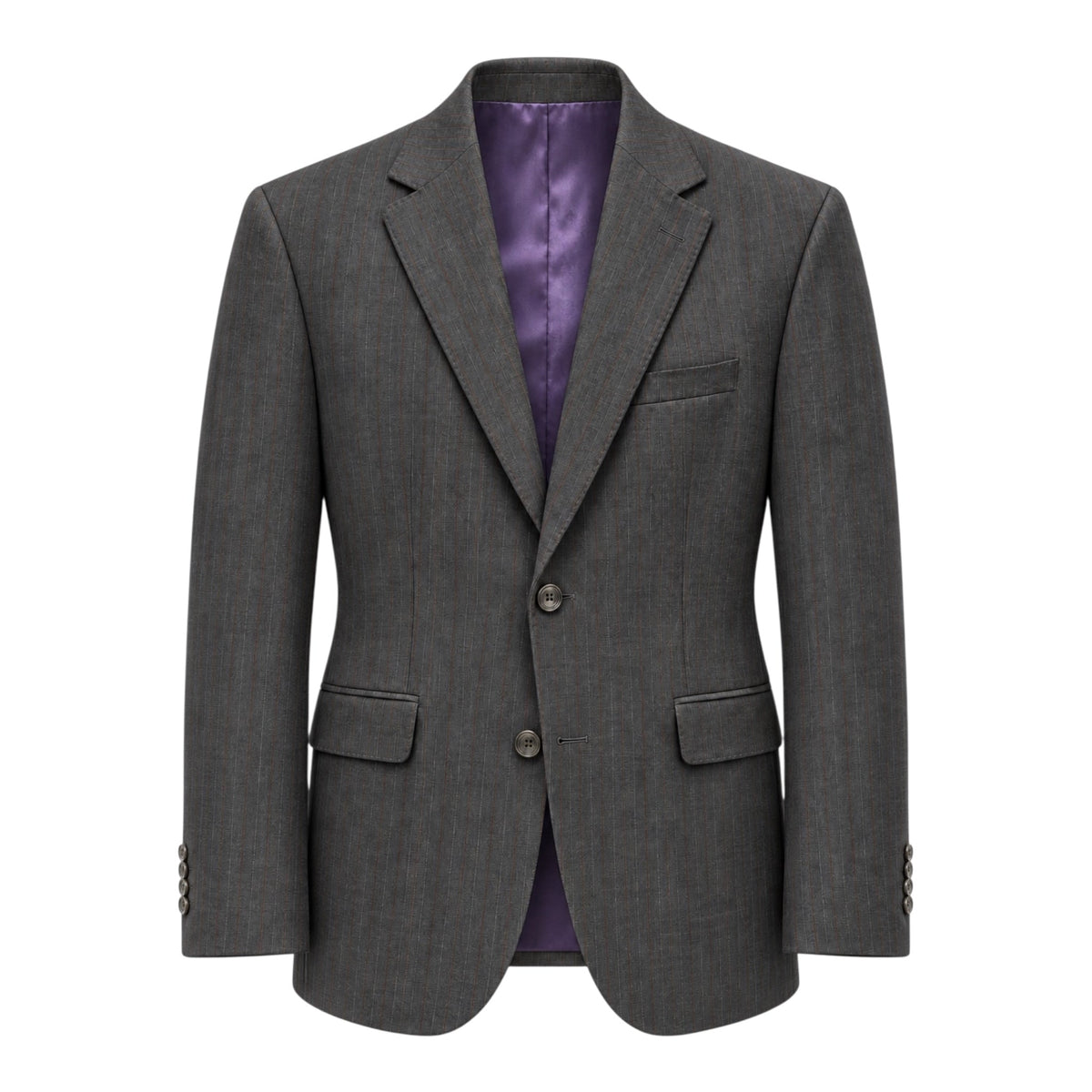 Charcoal Grey Suit with Brown Pinstripes - Super 120's SUITS40R