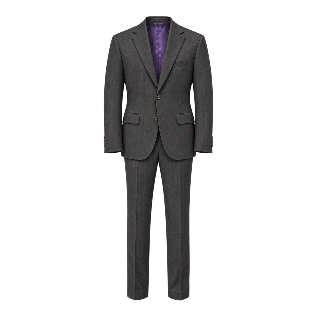 Charcoal Grey Suit with Brown Pinstripes - Super 120's SUITS40R