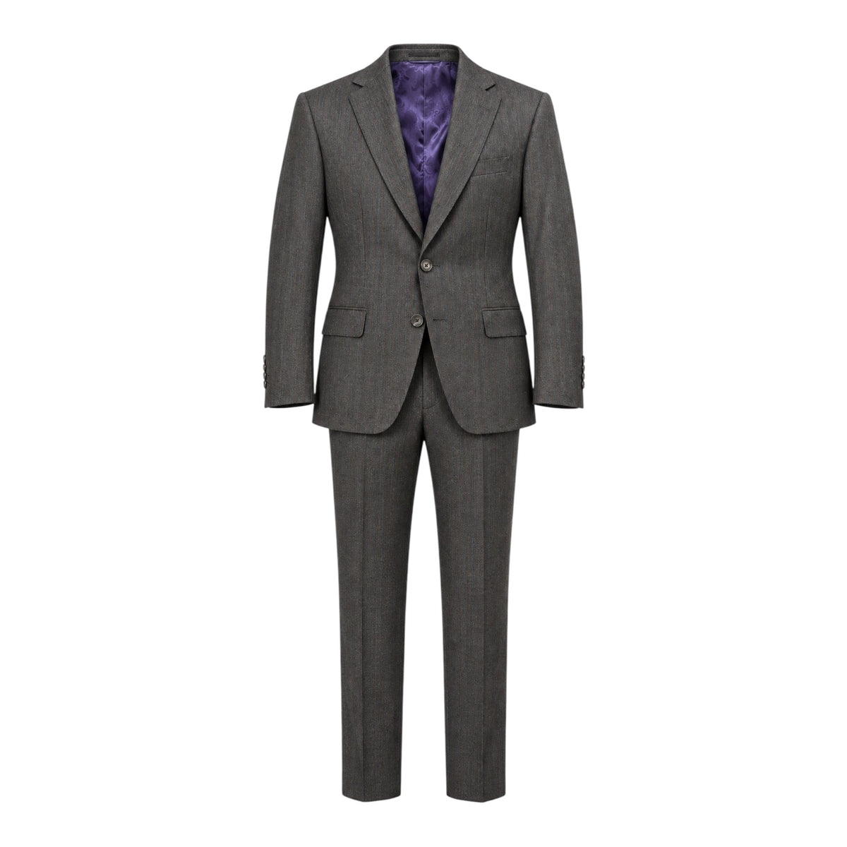 Charcoal Grey with Chocolate Brown Stripes - Super 150's SUITS40S