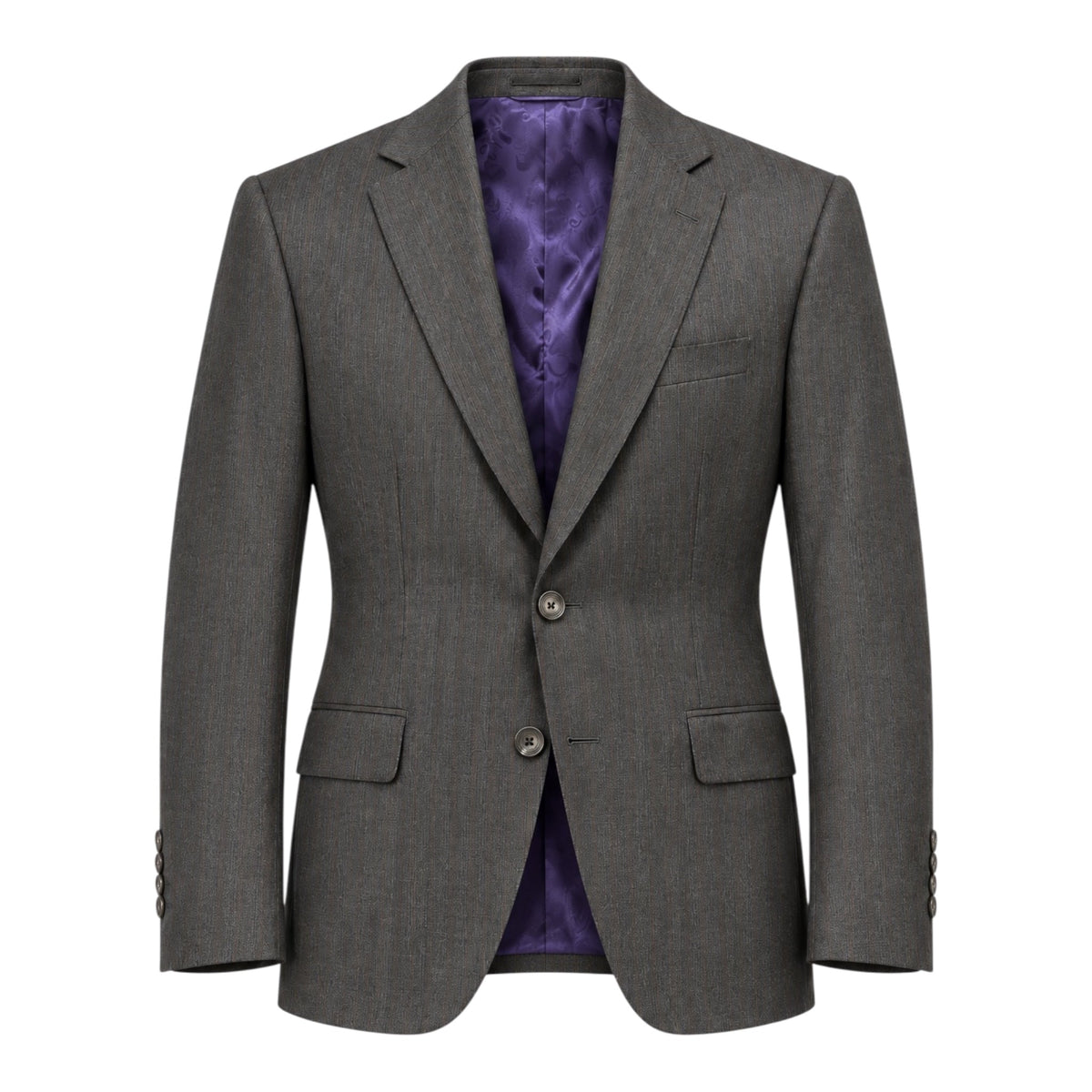 Charcoal Grey with Chocolate Brown Stripes - Super 150's SUITS40S