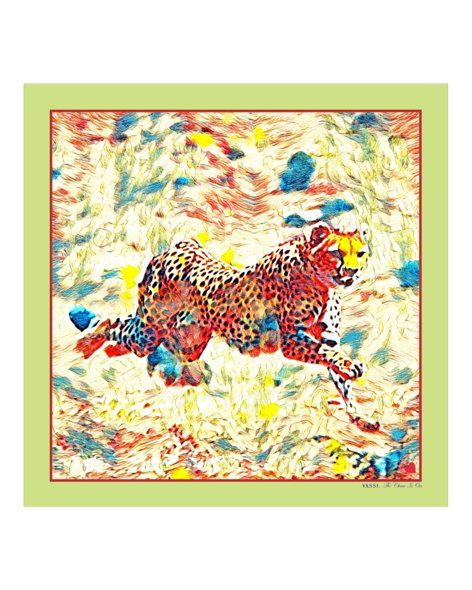 Cheetah, Thrill of the Chase Pocket SquareChartreuse