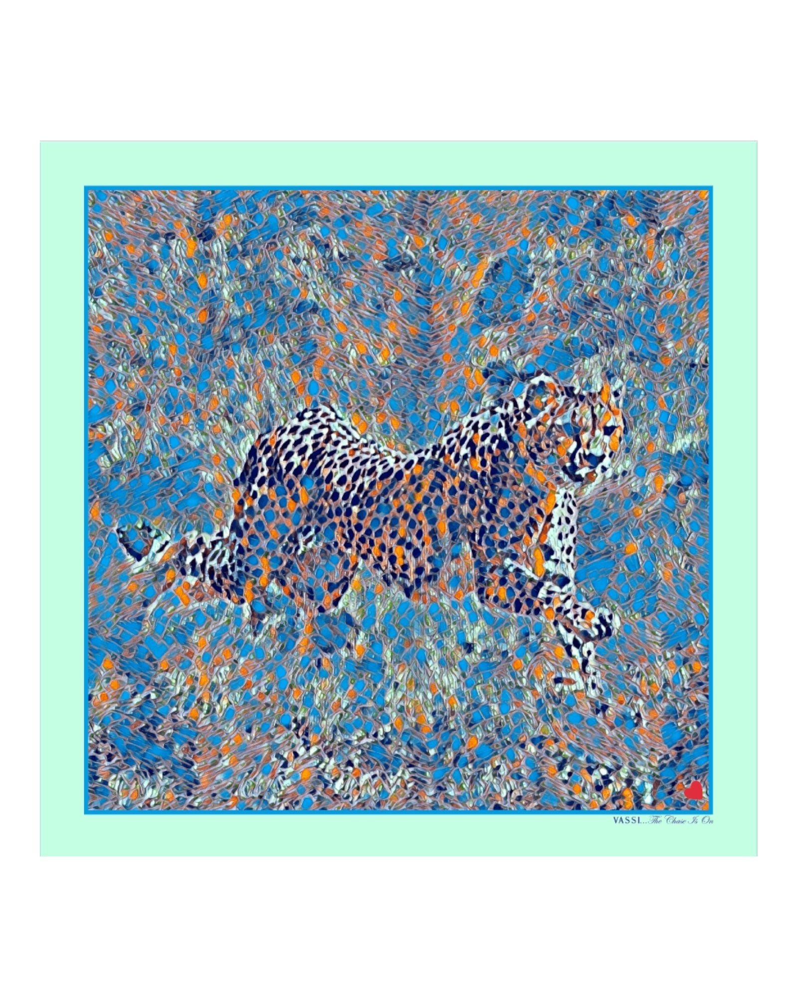 Cheetah, Thrill of the Chase Pocket SquareTeal