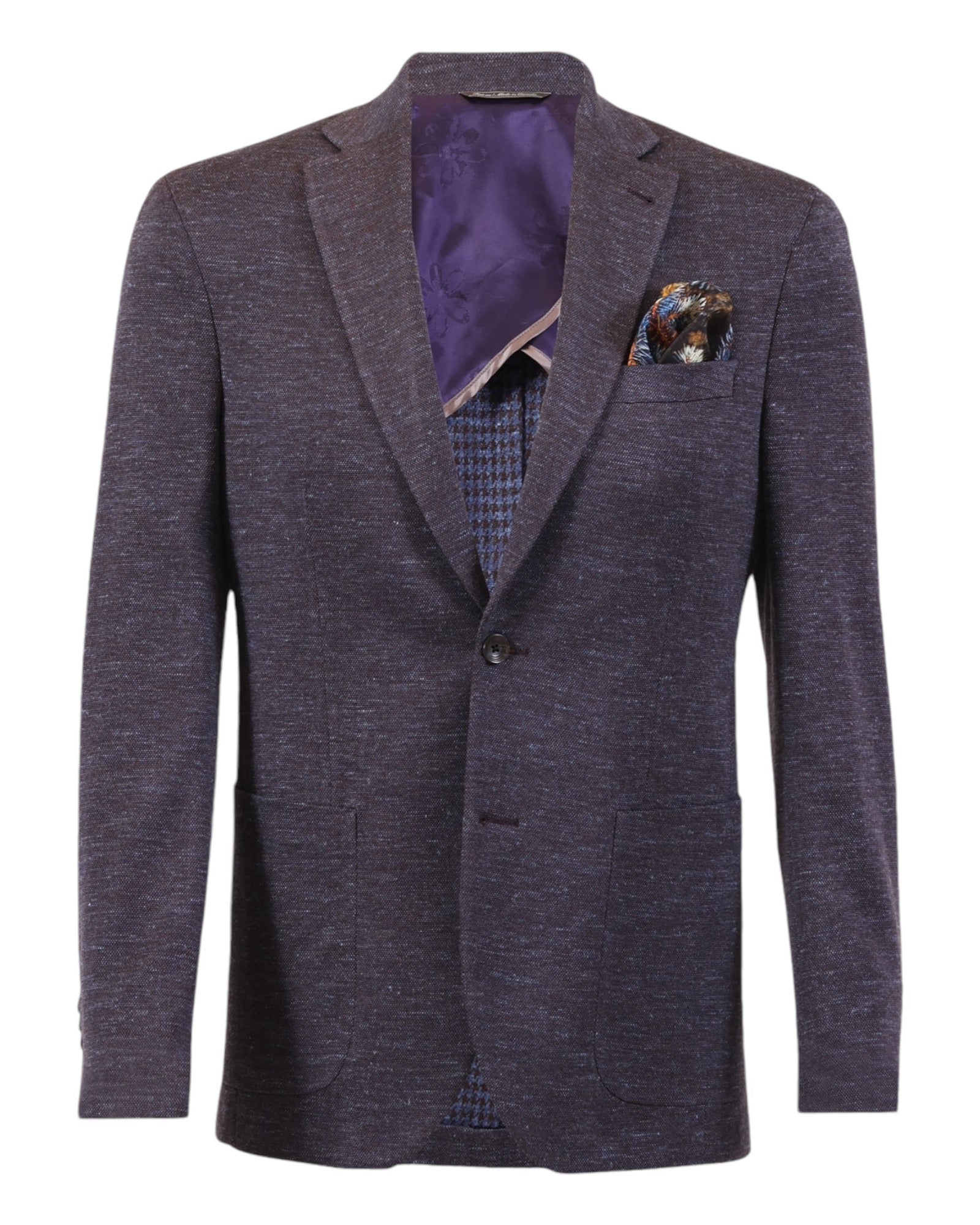 Chocolate/Blue Melange Jersey Blazer - Loro Piana Summertime JACKETS40R