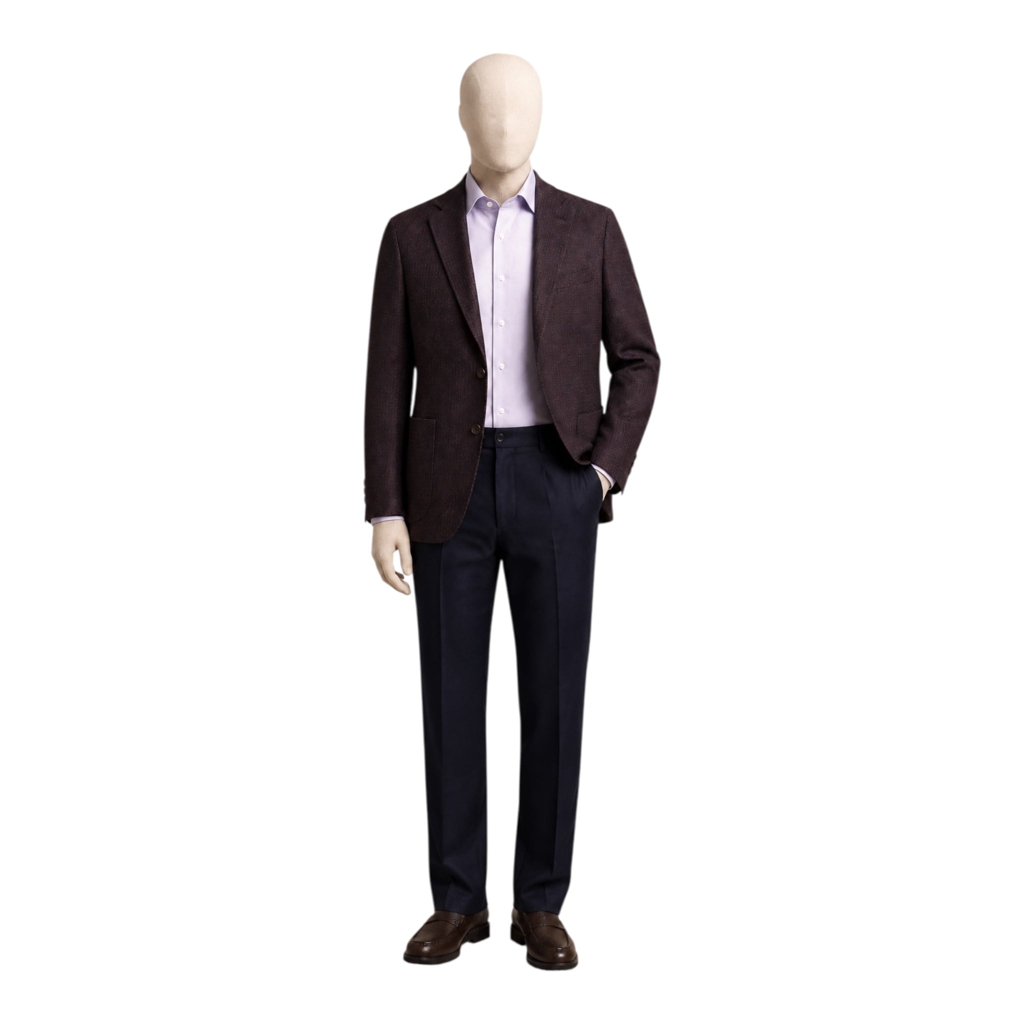 Chocolate/Navy Houndstooth Check - Loro Piana Cashmere &amp; Silk JACKETS44R