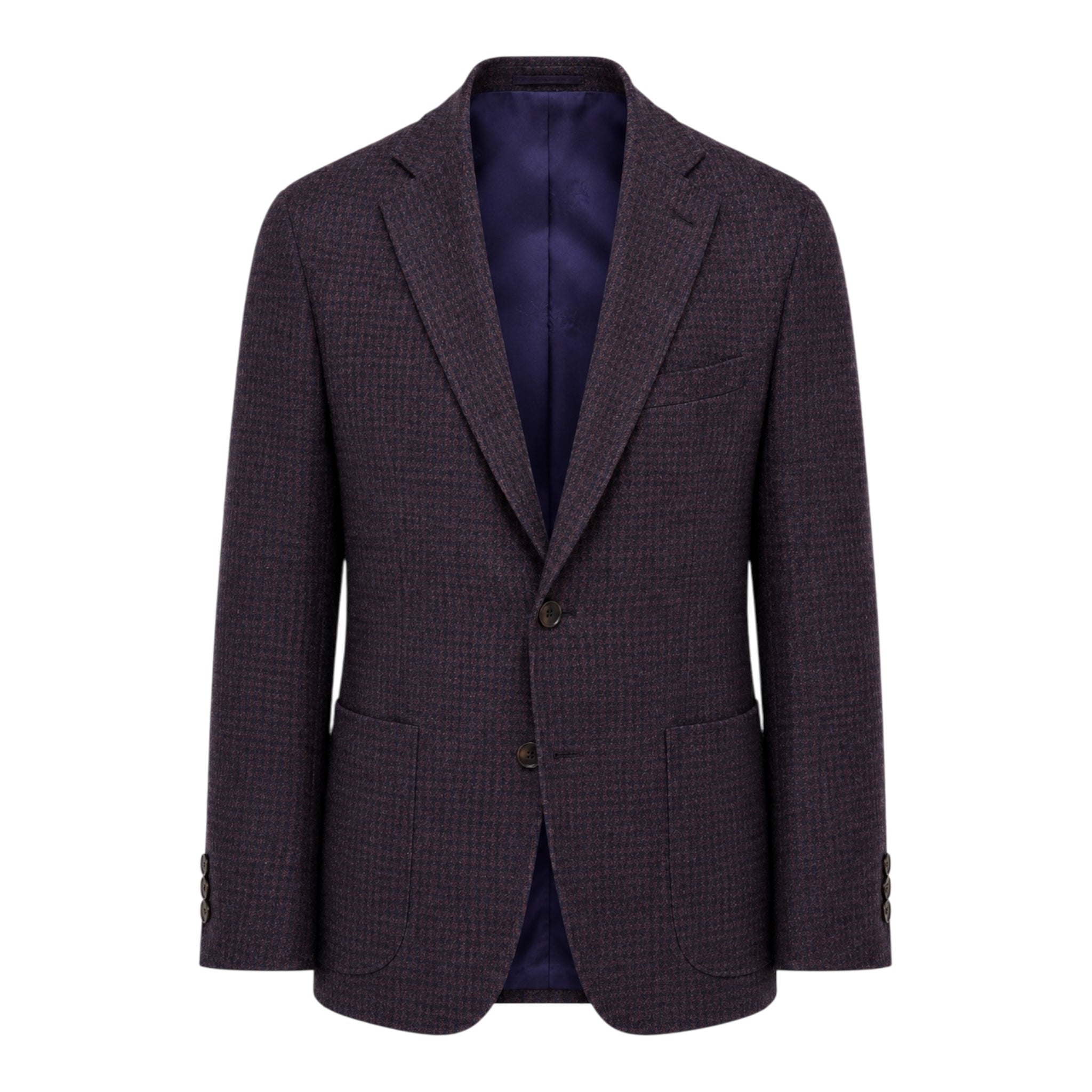 Chocolate/Navy Houndstooth Check - Loro Piana Cashmere &amp; Silk JACKETS44R