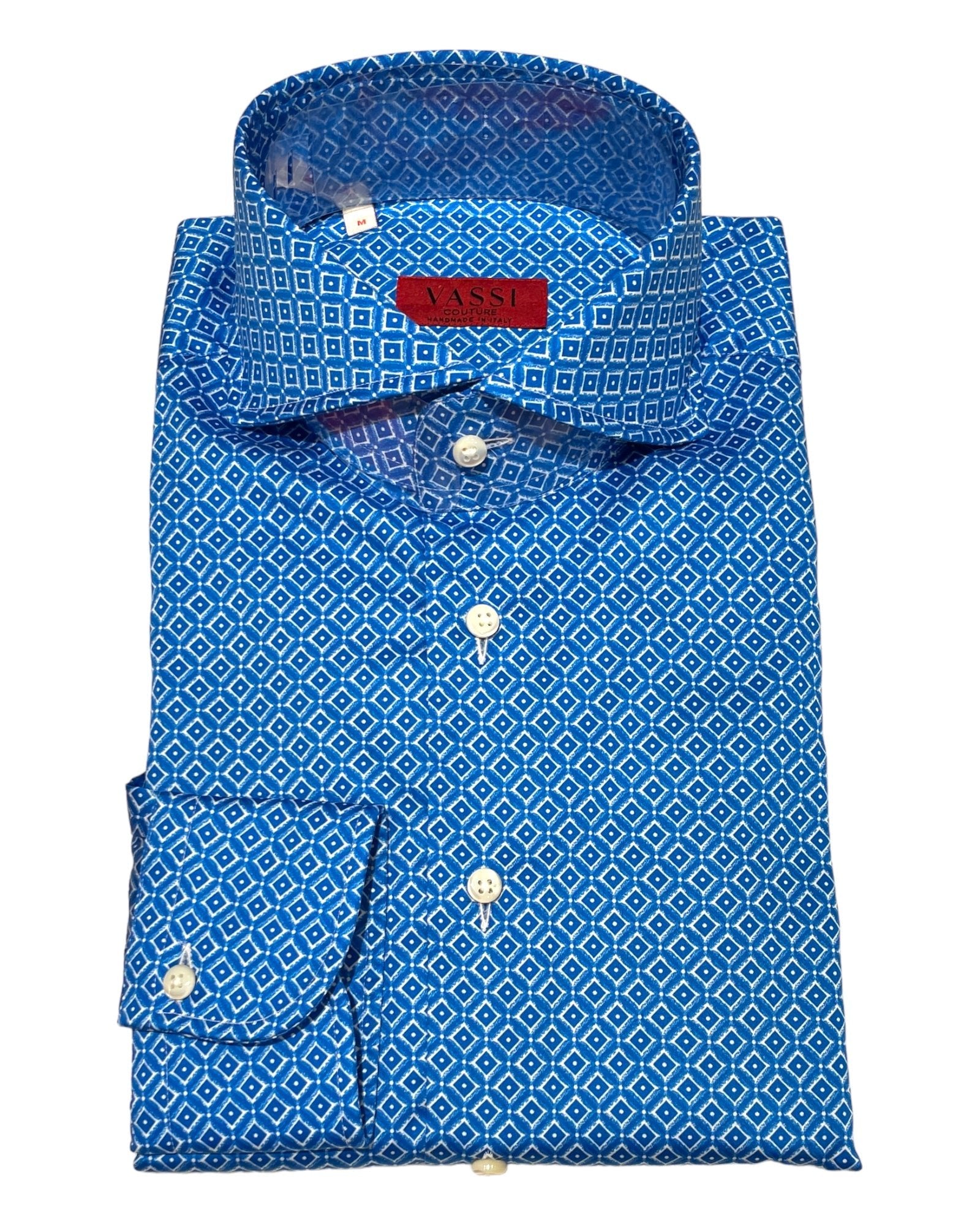 Comfort Wear Sport Shirt - Blue with white Diamonds SPORT SHIRTSM