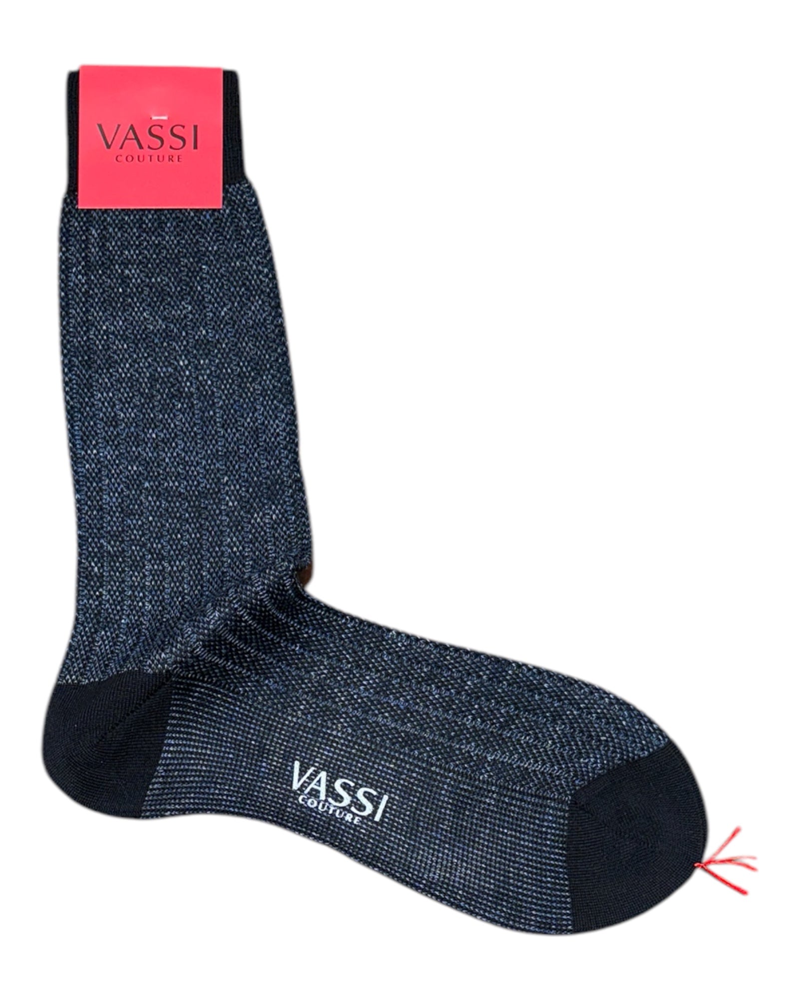 Cotton &amp; Linen Herringbone Sock - Blue - Jeans SocksM