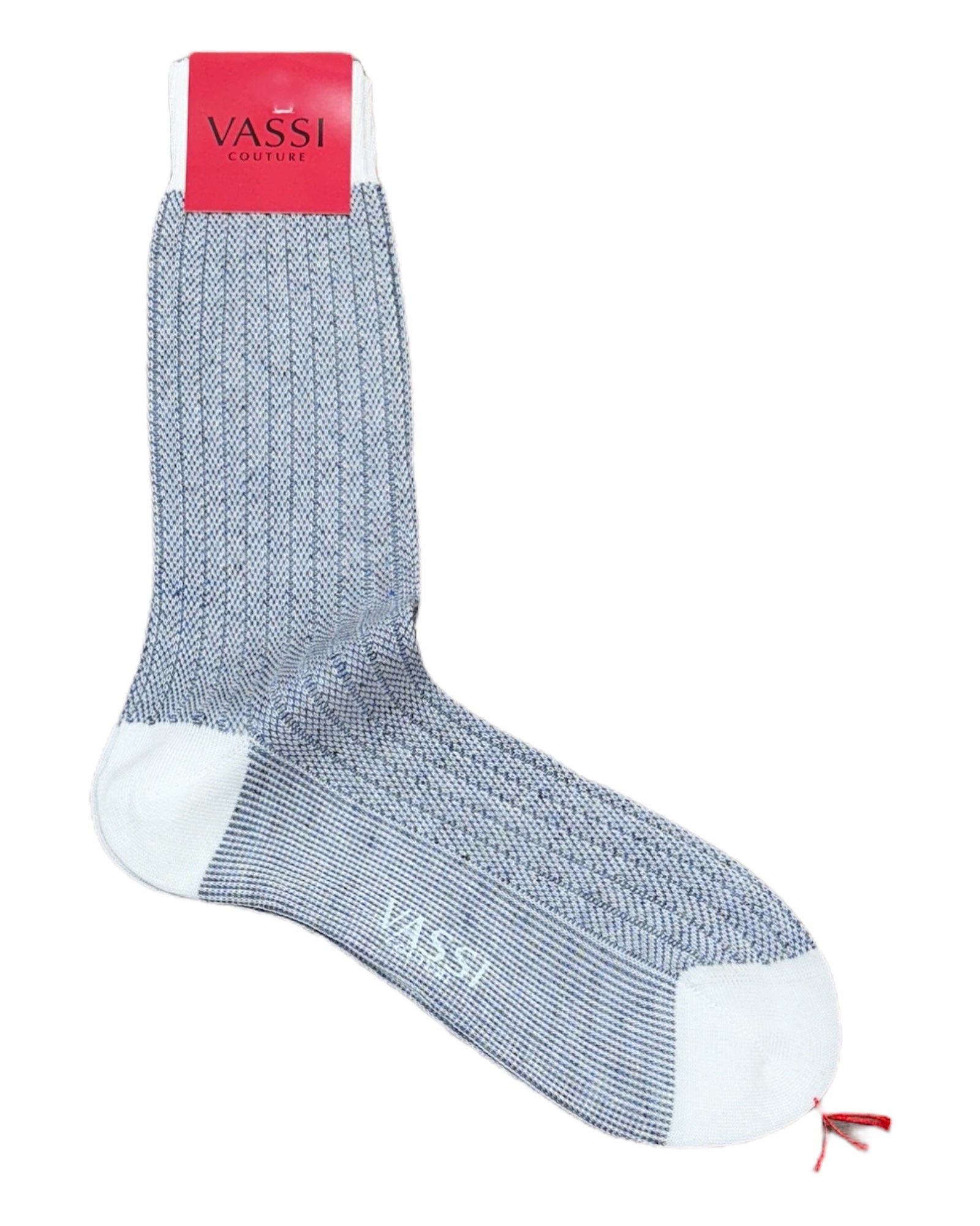 Cotton & Linen Herringbone Sock - White - Jeans SocksM