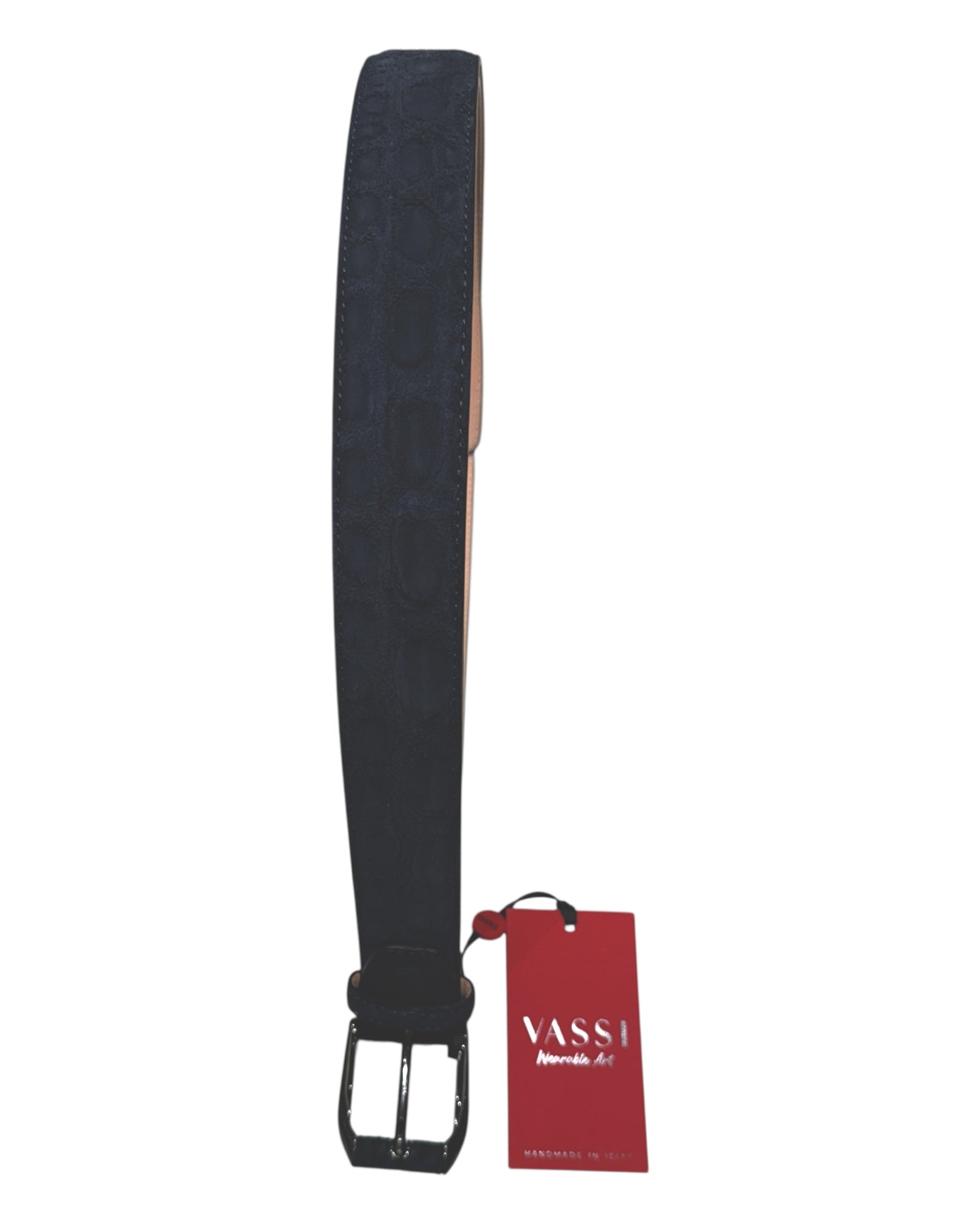 Crocodile belt - Navy with Matt Brass Buckle BELTS46