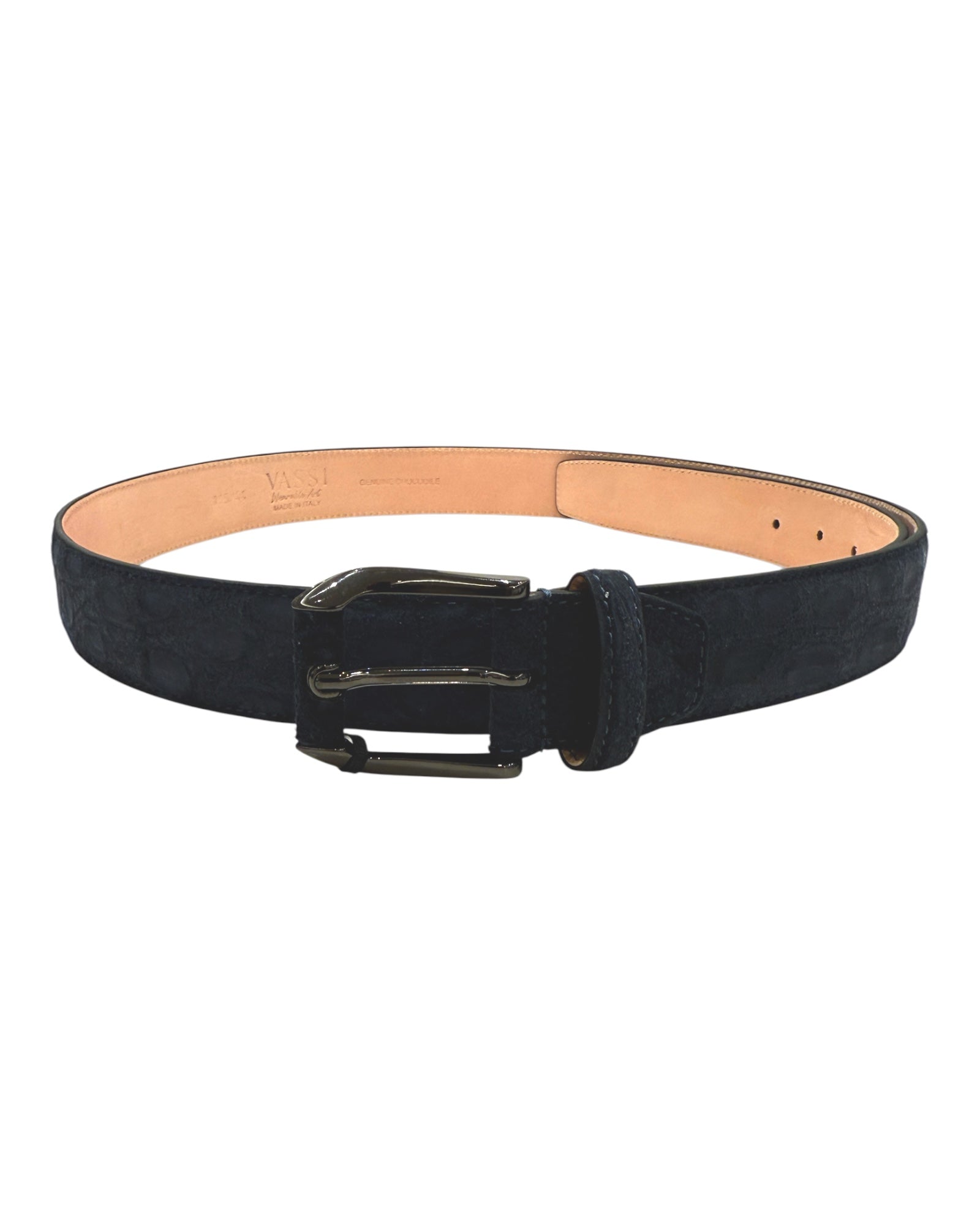 Crocodile belt - Navy with Matt Brass Buckle BELTS46