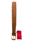 Crocodile belt - Washed Brown with Polished Brass Gold Buckle BELTS46