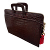 Crocodile Embossed Leather Workbag - Dark Brown BAGS