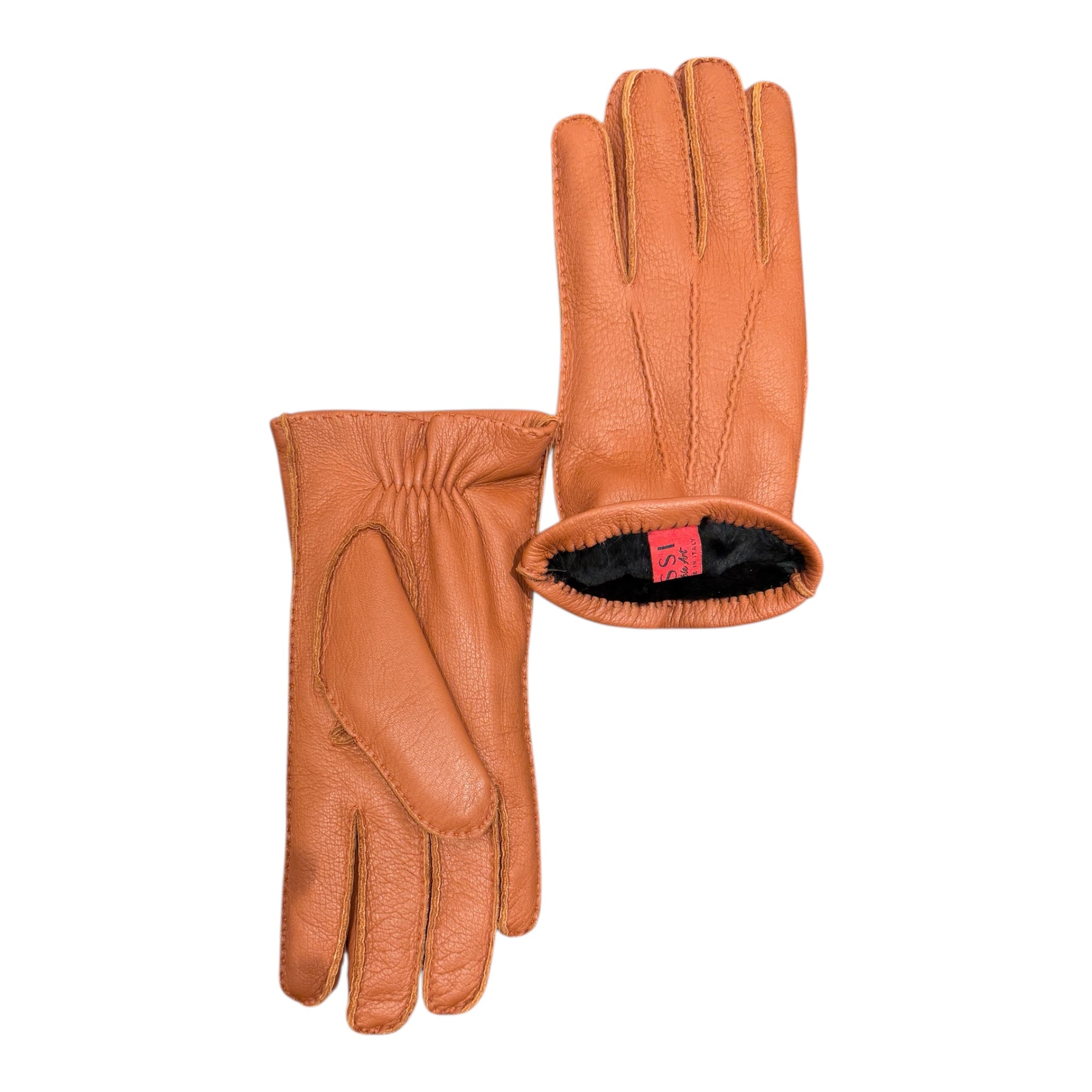 Deerskin Glove 3Point Hand Stitch with Mink Lining - Cork/Brown Glove8 1/2