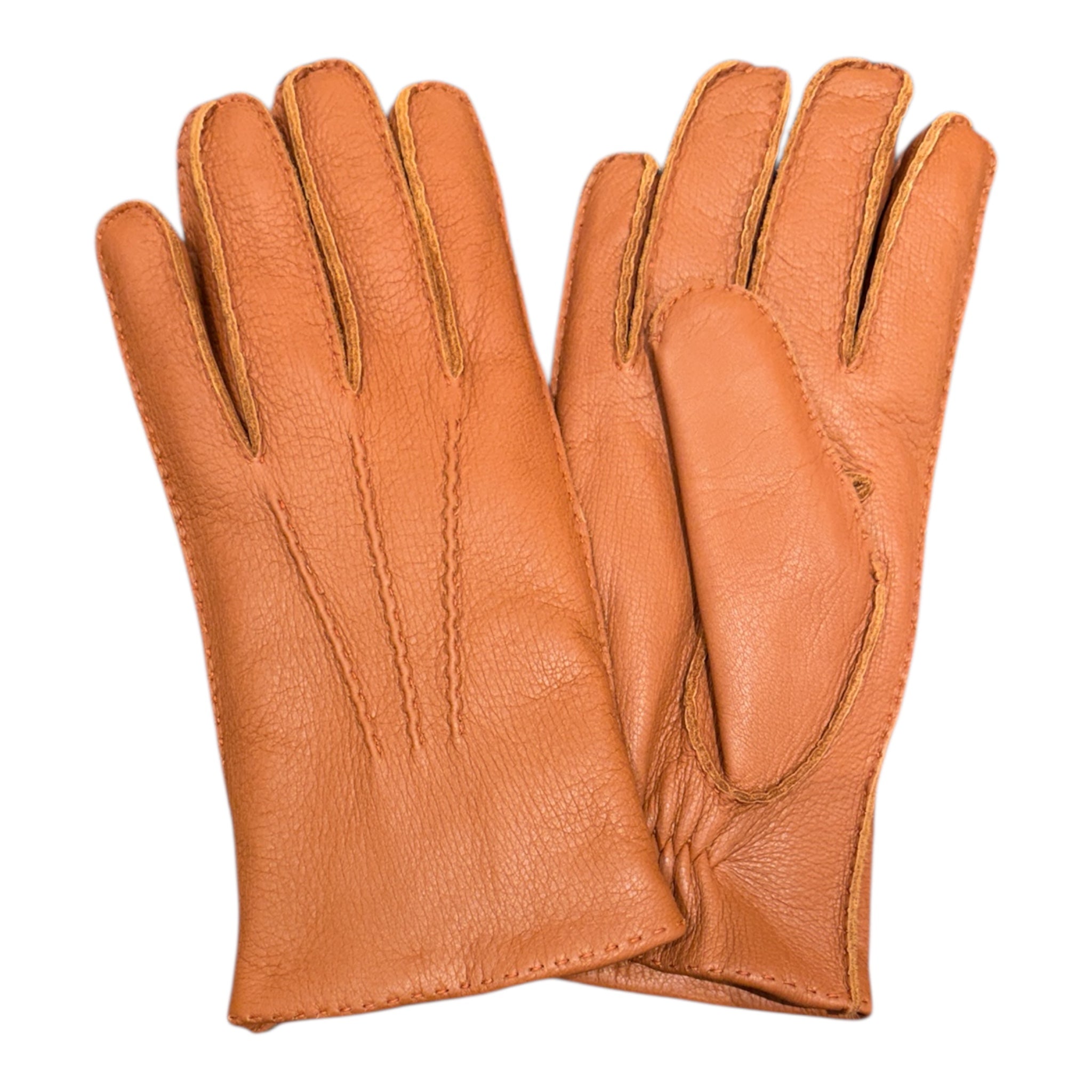 Deerskin Glove 3Point Hand Stitch with Mink Lining - Cork/Brown Glove8 1/2