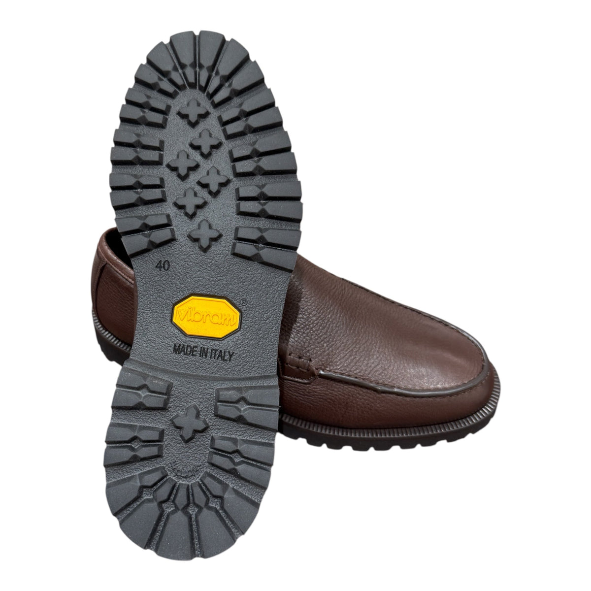 Deerskin Loafer with Vibram Rubber Outsole - Brown Shoes40