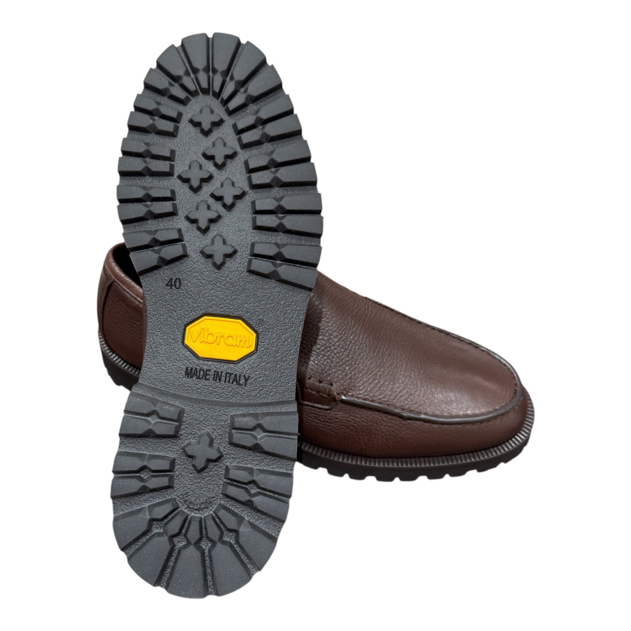 Deerskin Loafer with Vibram Rubber Outsole - Brown Shoes40