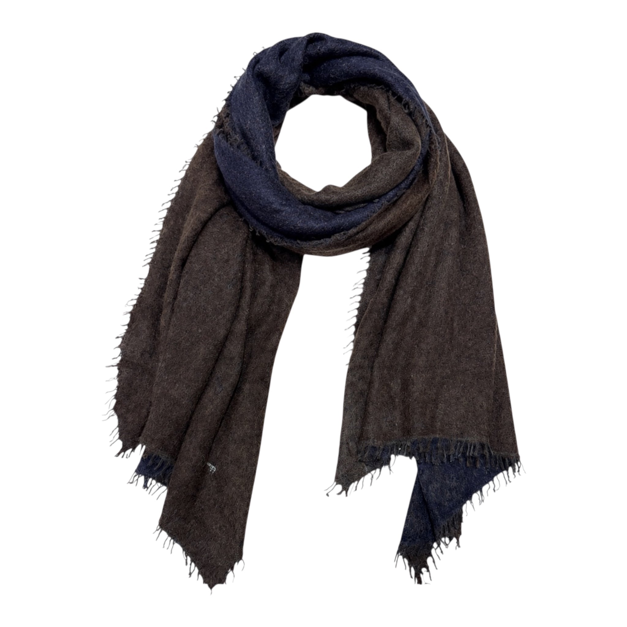 DEGRADÈ SCARF IN PURE CASHMERE - Blue/Brown SCARVES