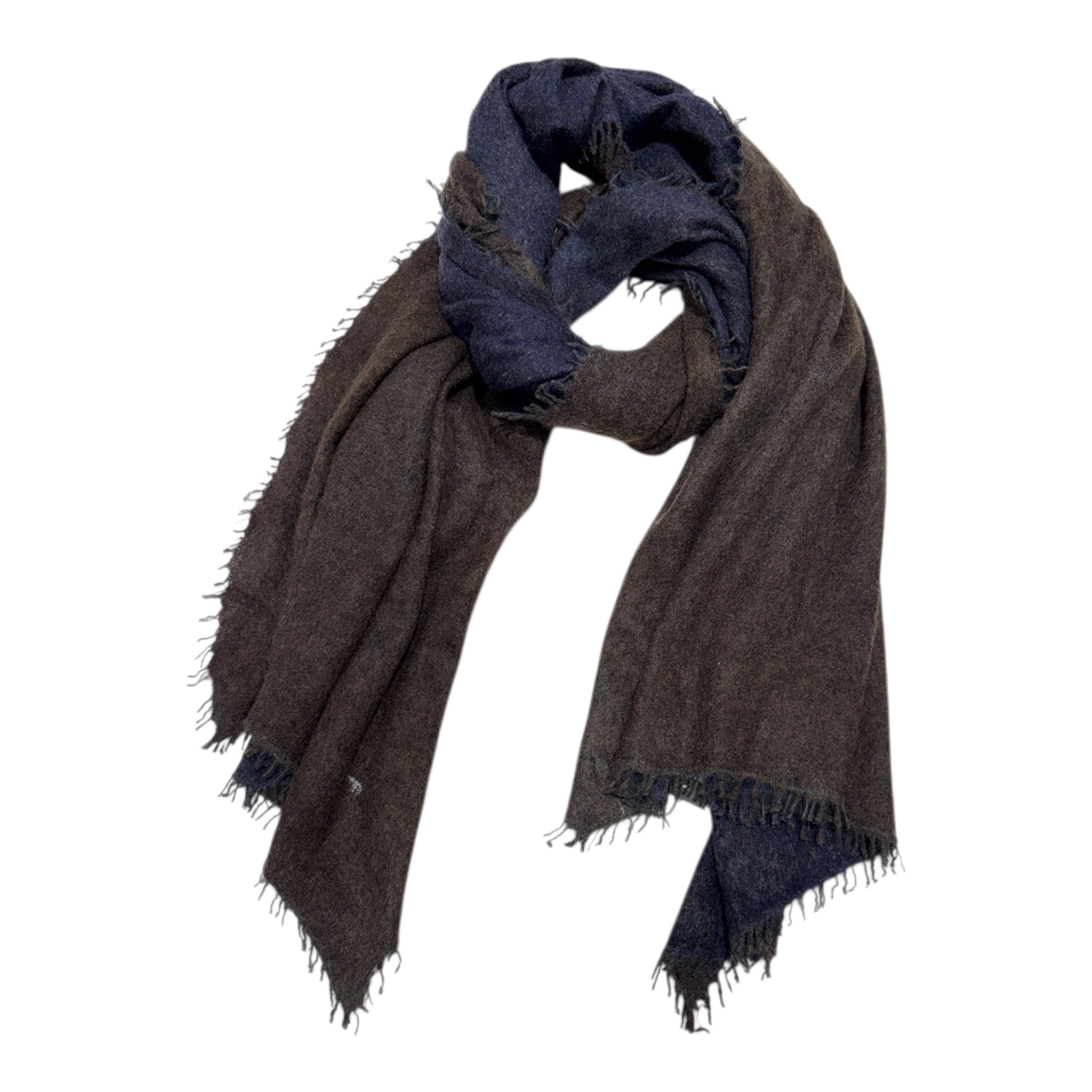DEGRADÈ SCARF IN PURE CASHMERE - Blue/Brown SCARVES