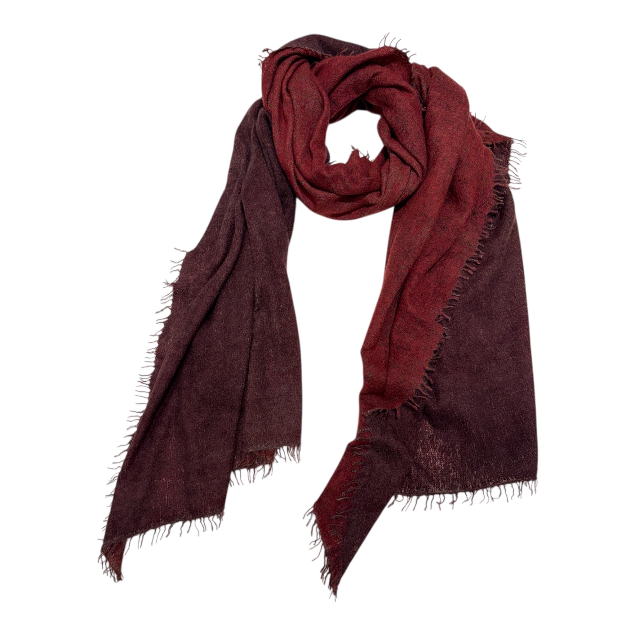 DEGRADÈ SCARF IN PURE CASHMERE - Burgundy/Red SCARVES