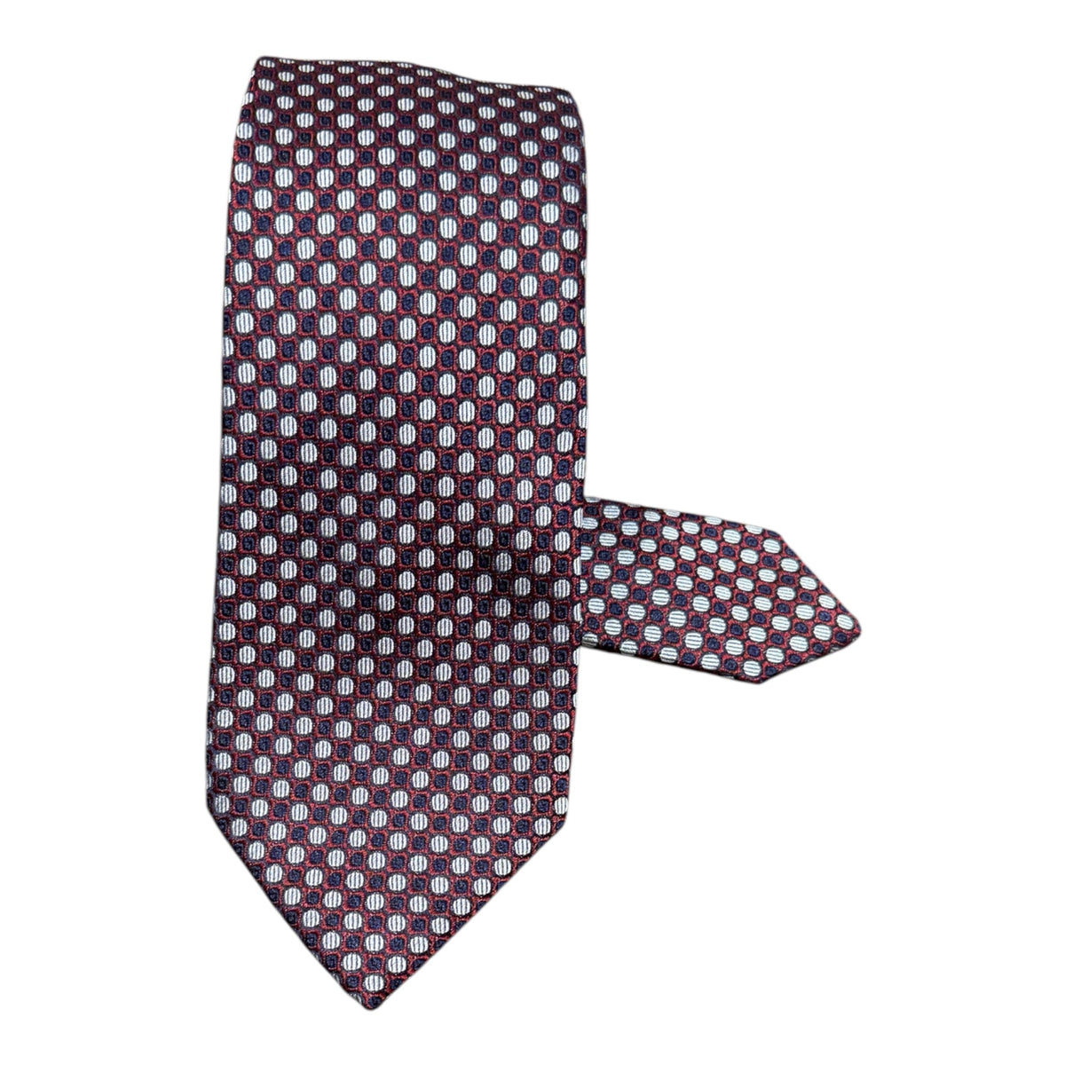 Dot Seven Fold Silk Tie - Burgundy / Blue TIES