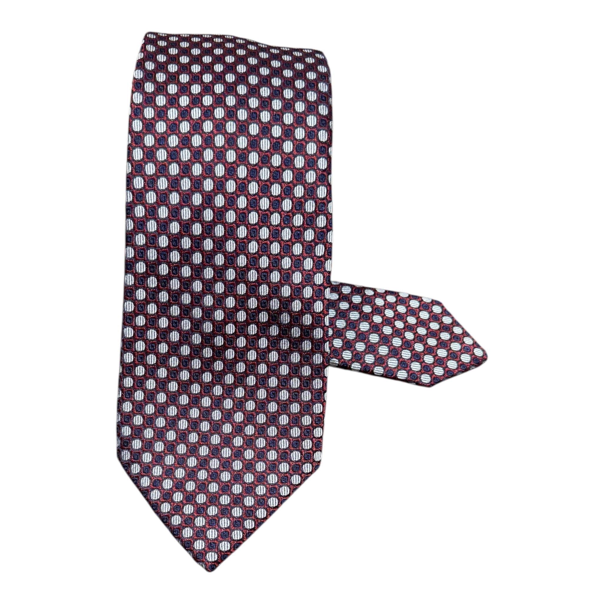Dot Seven Fold Silk Tie - Burgundy / Blue TIES
