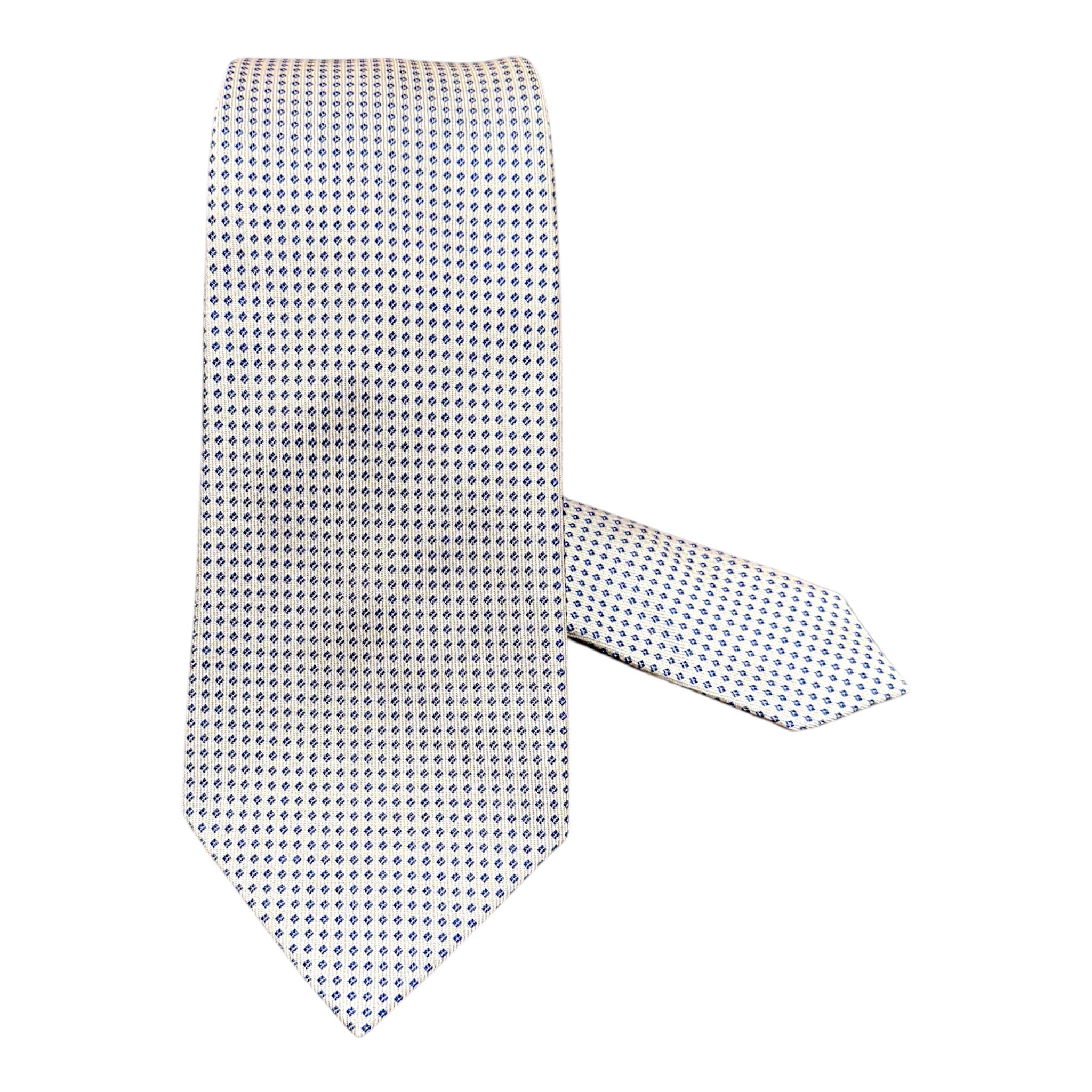Dot Seven Fold Silk Tie - Silver/Blue TIES