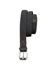 Elastic Braided Belt with Hand Covered Leather Buckle - Chocolate BELTS34