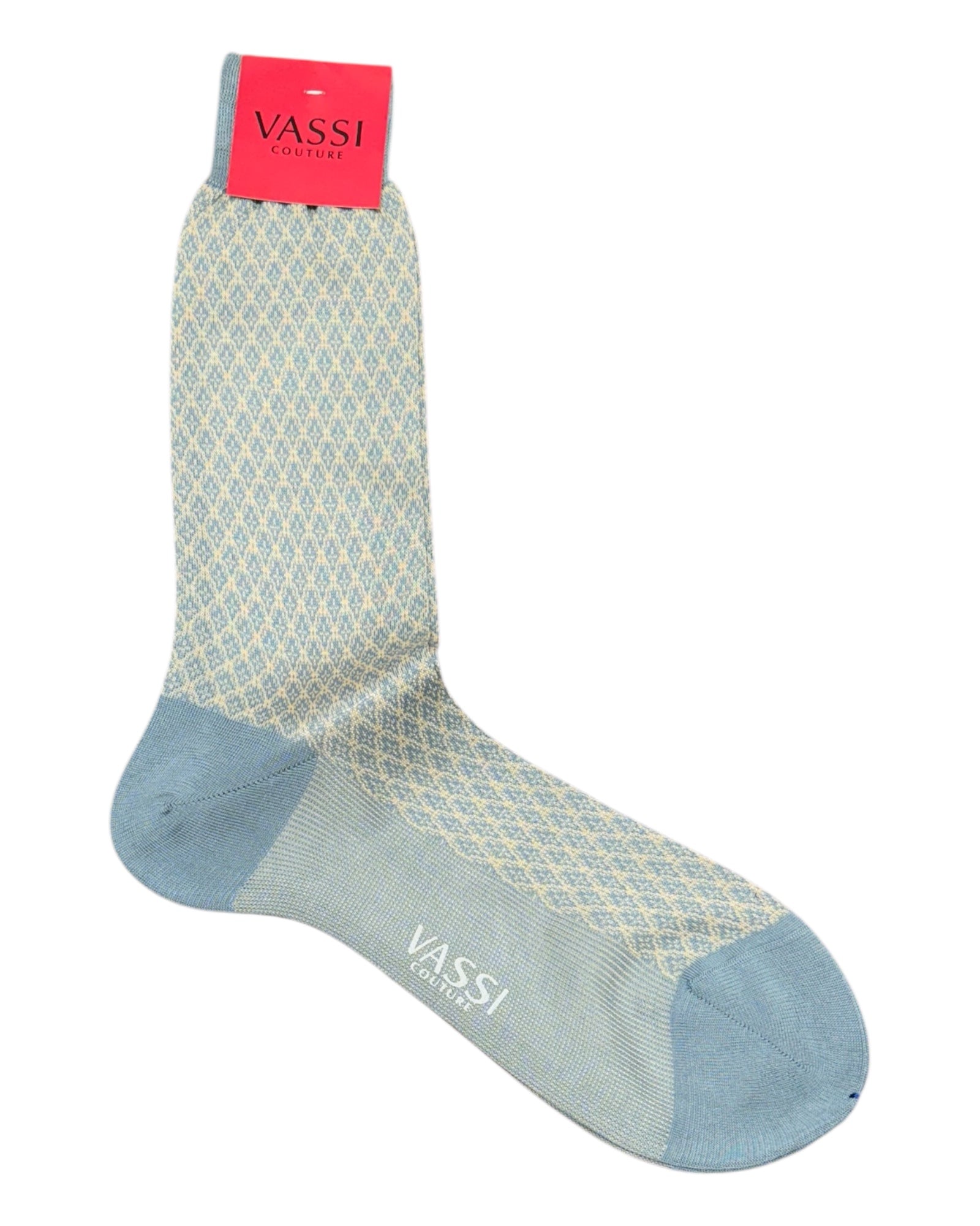 Extra - fine Cotton Socks - Light Teal/Beige Socks