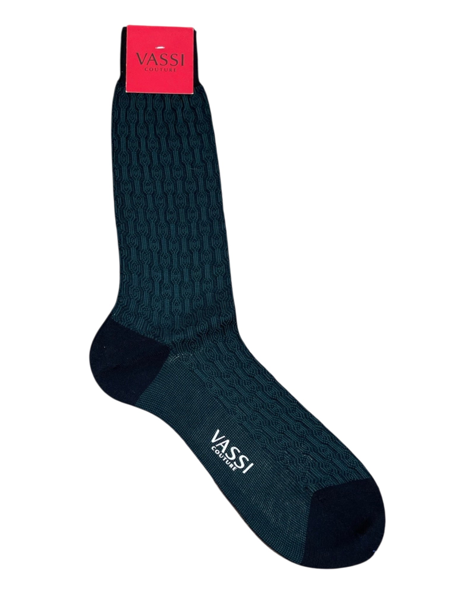 Extra - fine Dotted Shadow Striped Cotton Dress Socks SocksGreen
