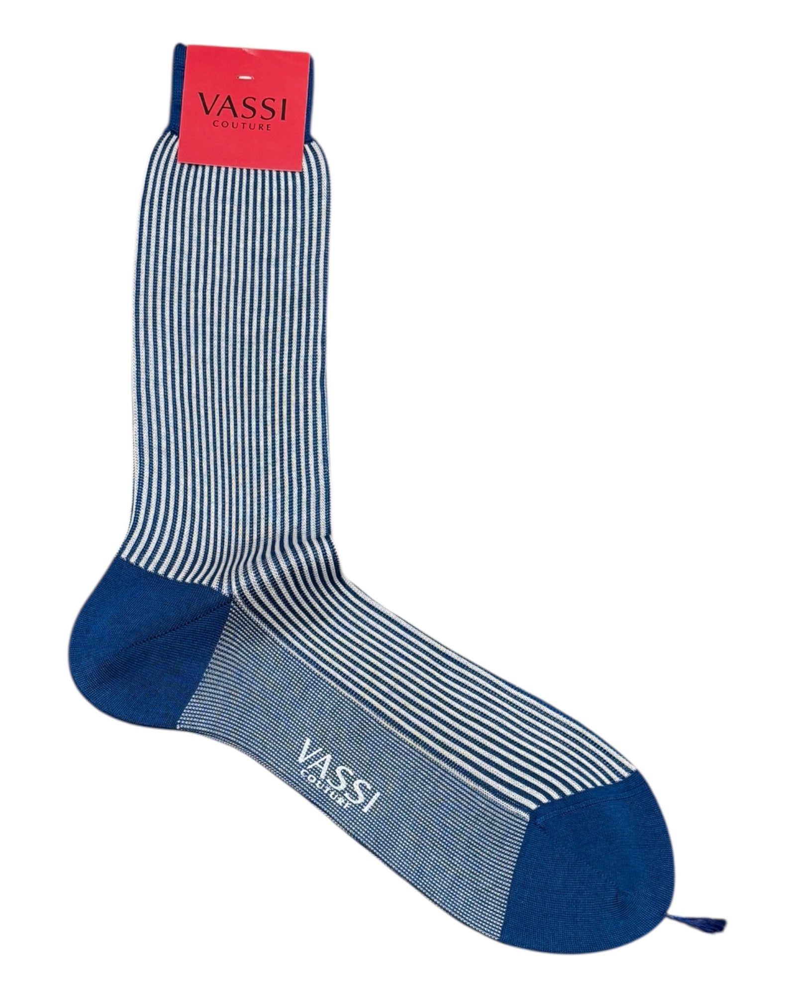 Extra - fine Horizontal Pintriped Cotton Socks SocksBlue