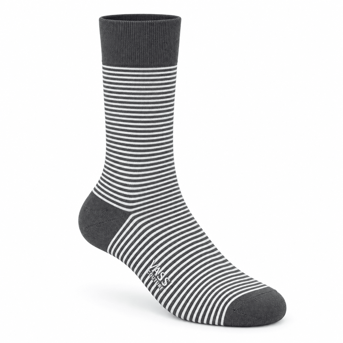 Extra-fine Horizontal Striped Cotton Socks - Grey Socks