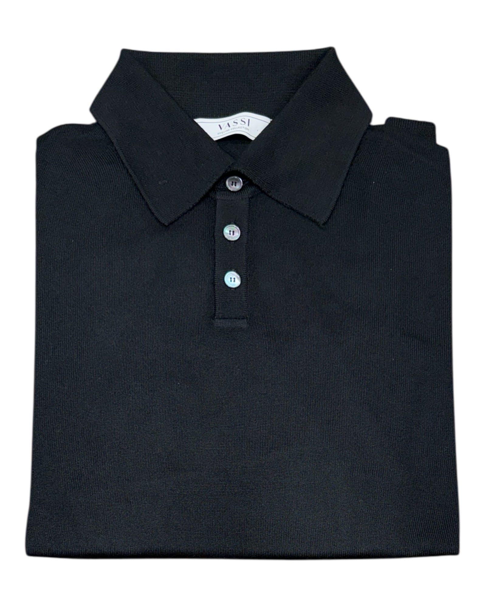 Extrafine Merino Wool Polo - Black SWEATERSM