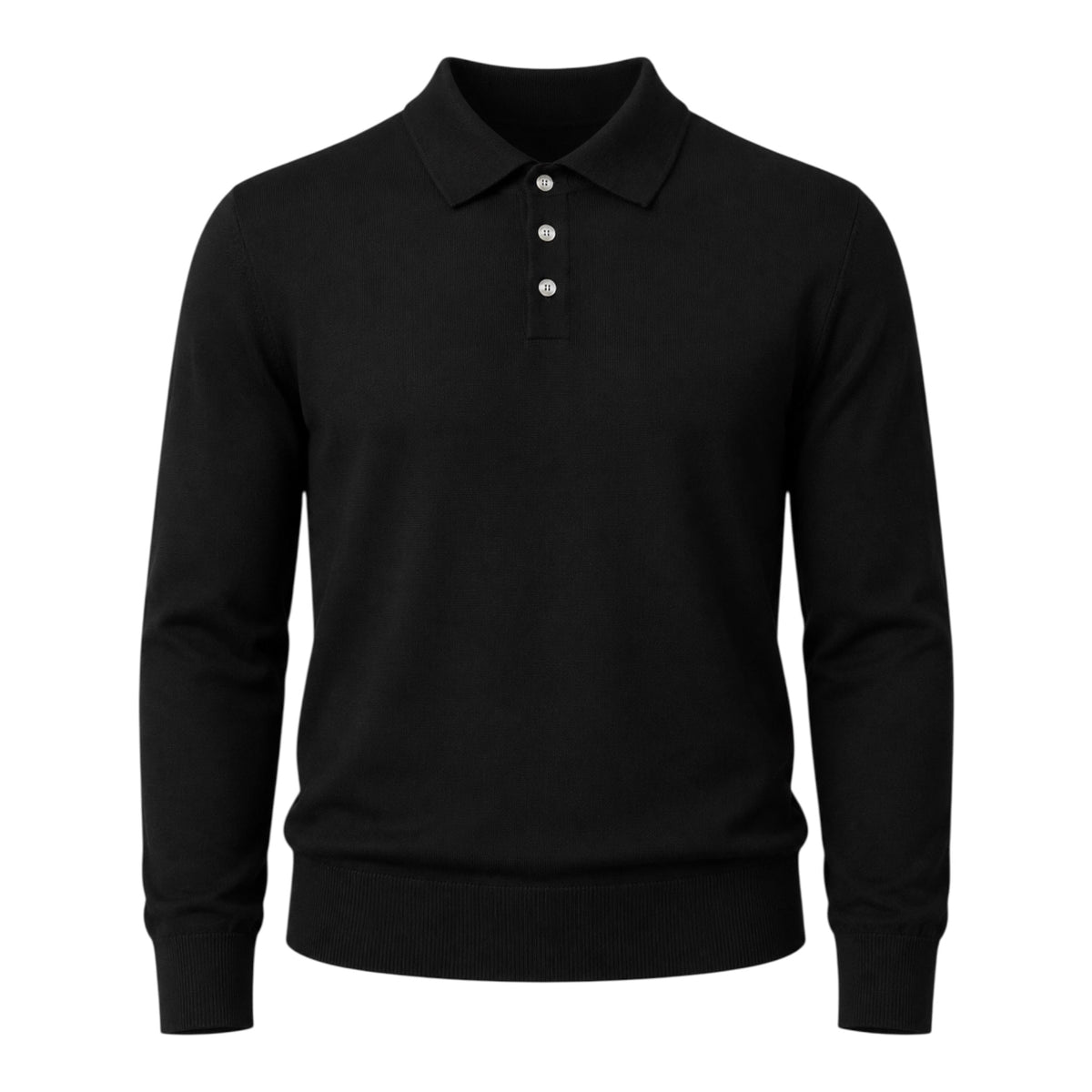 Extrafine Merino Wool Polo - Black SWEATERSM