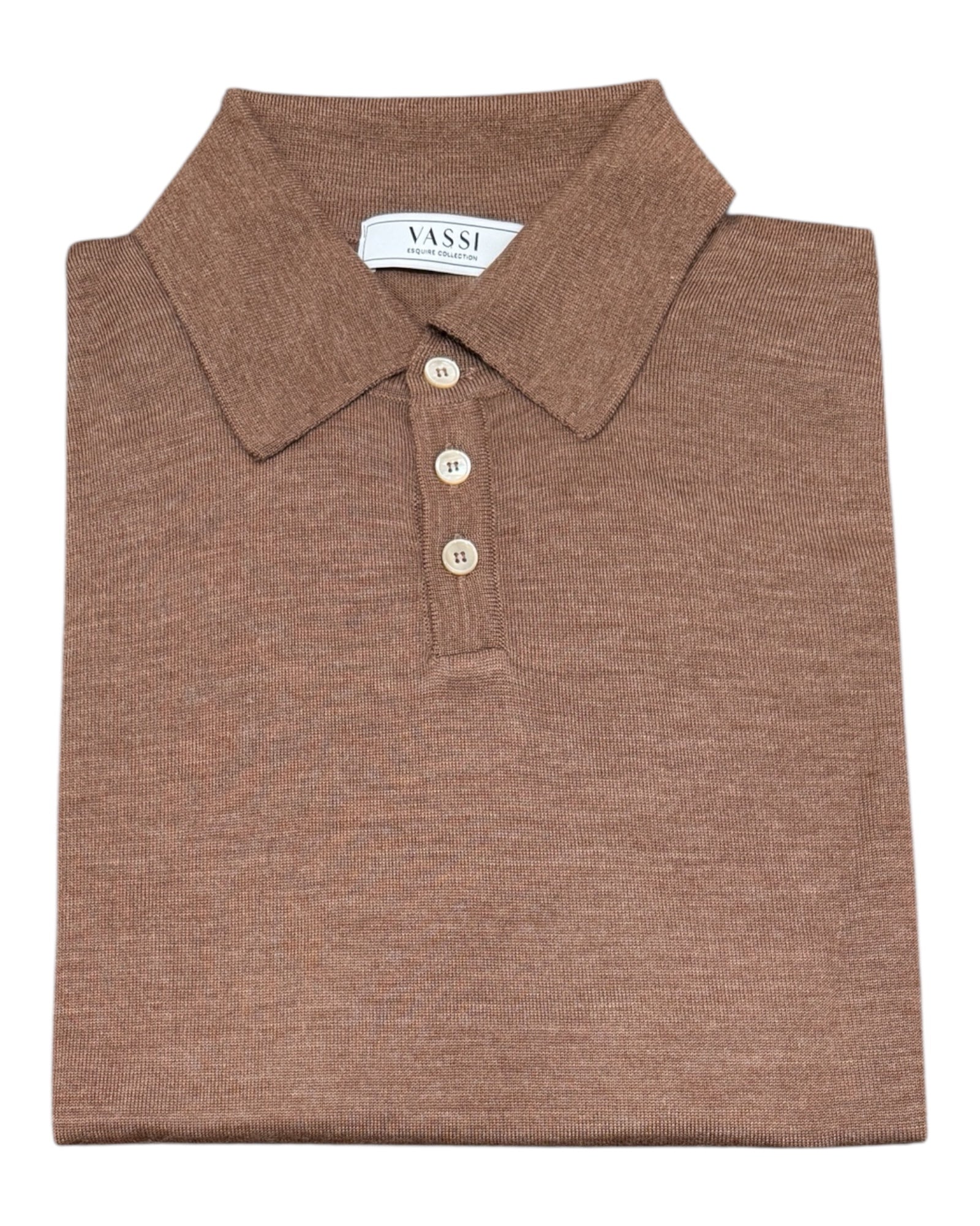 Extrafine Merino Wool Polo - Tobacco SWEATERSM