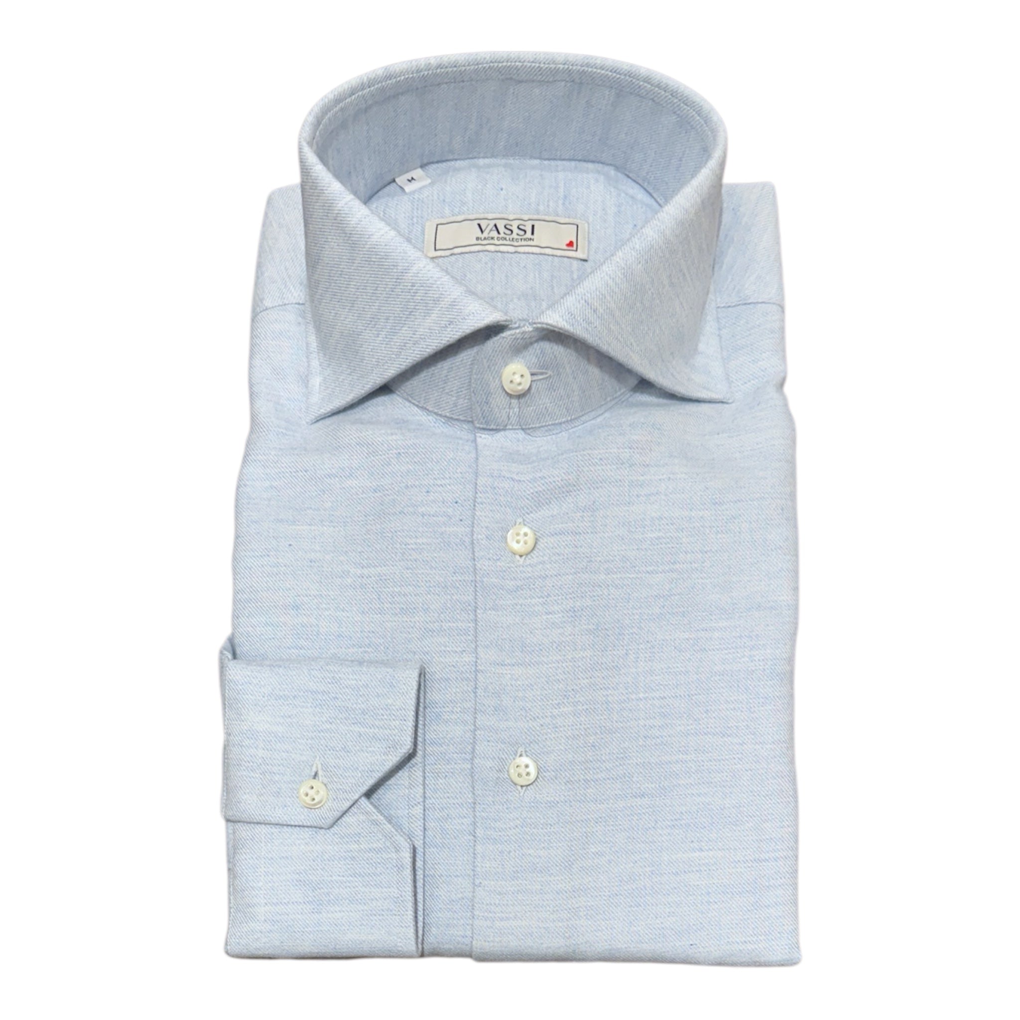 Fine Flannel Cotton Shirt - Blue SPORT SHIRTSM