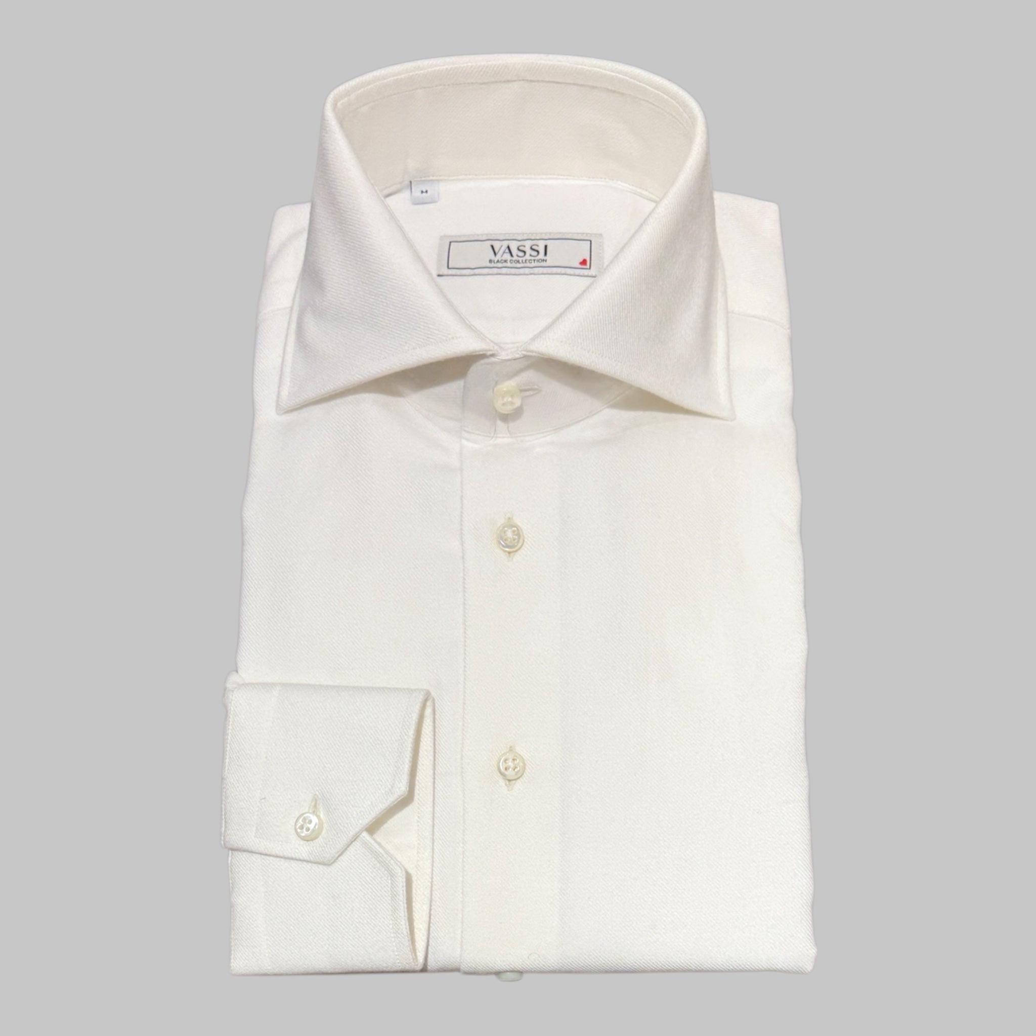 Fine Flannel Cotton Shirt - White SPORT SHIRTSM