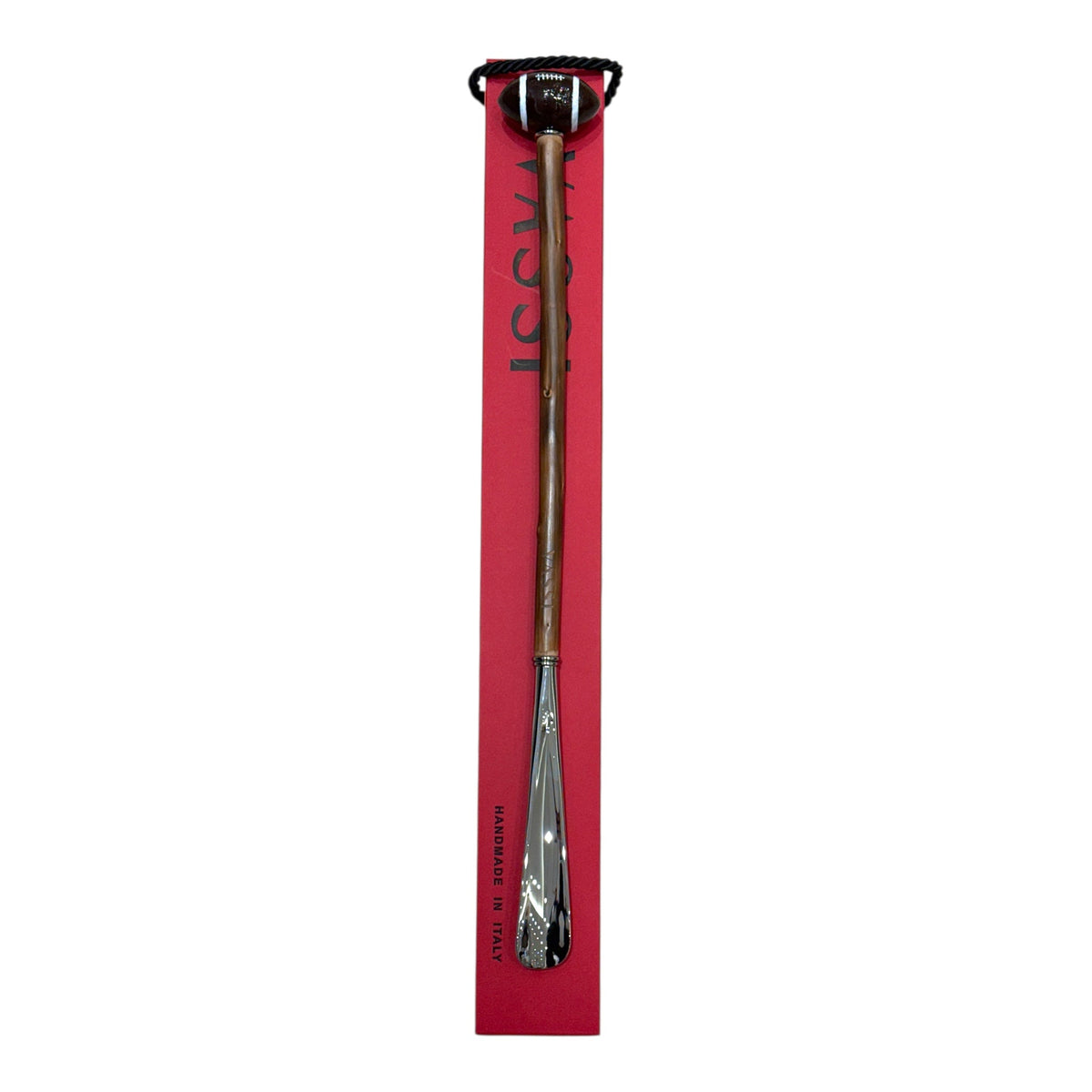 Football Decorated Long Shoehorn - Chestnut/Silver Spoon SHOEHORN