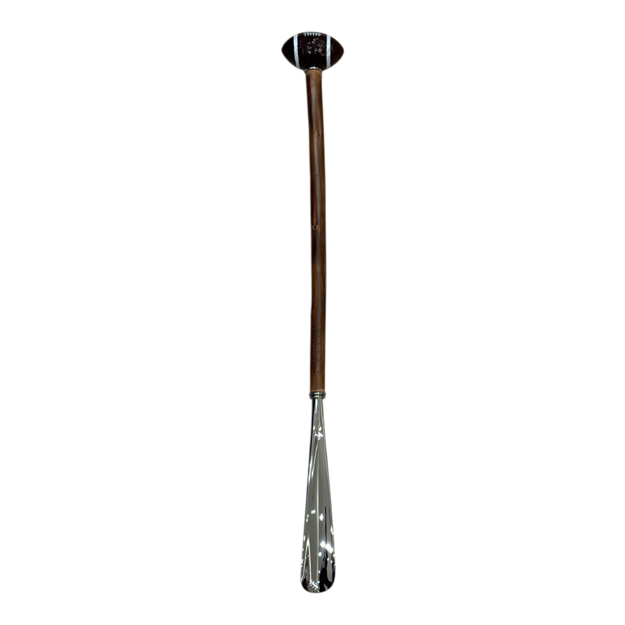 Football Decorated Long Shoehorn - Chestnut/Silver Spoon SHOEHORN