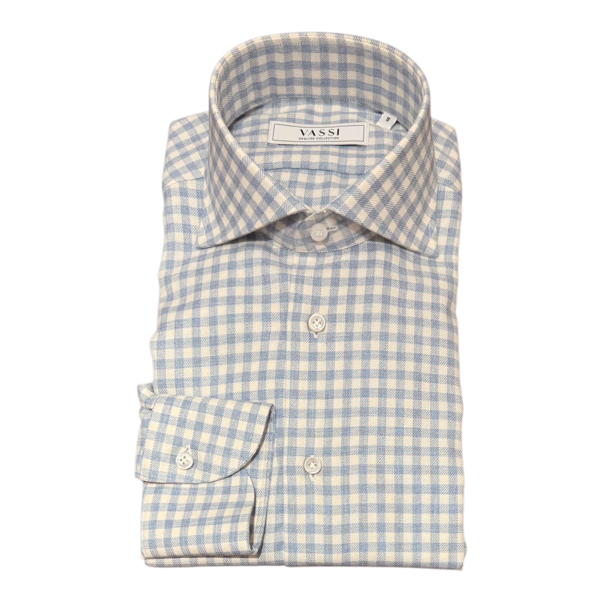 Gingham Check Flannel Shirt - Light Blue SPORT SHIRTSS
