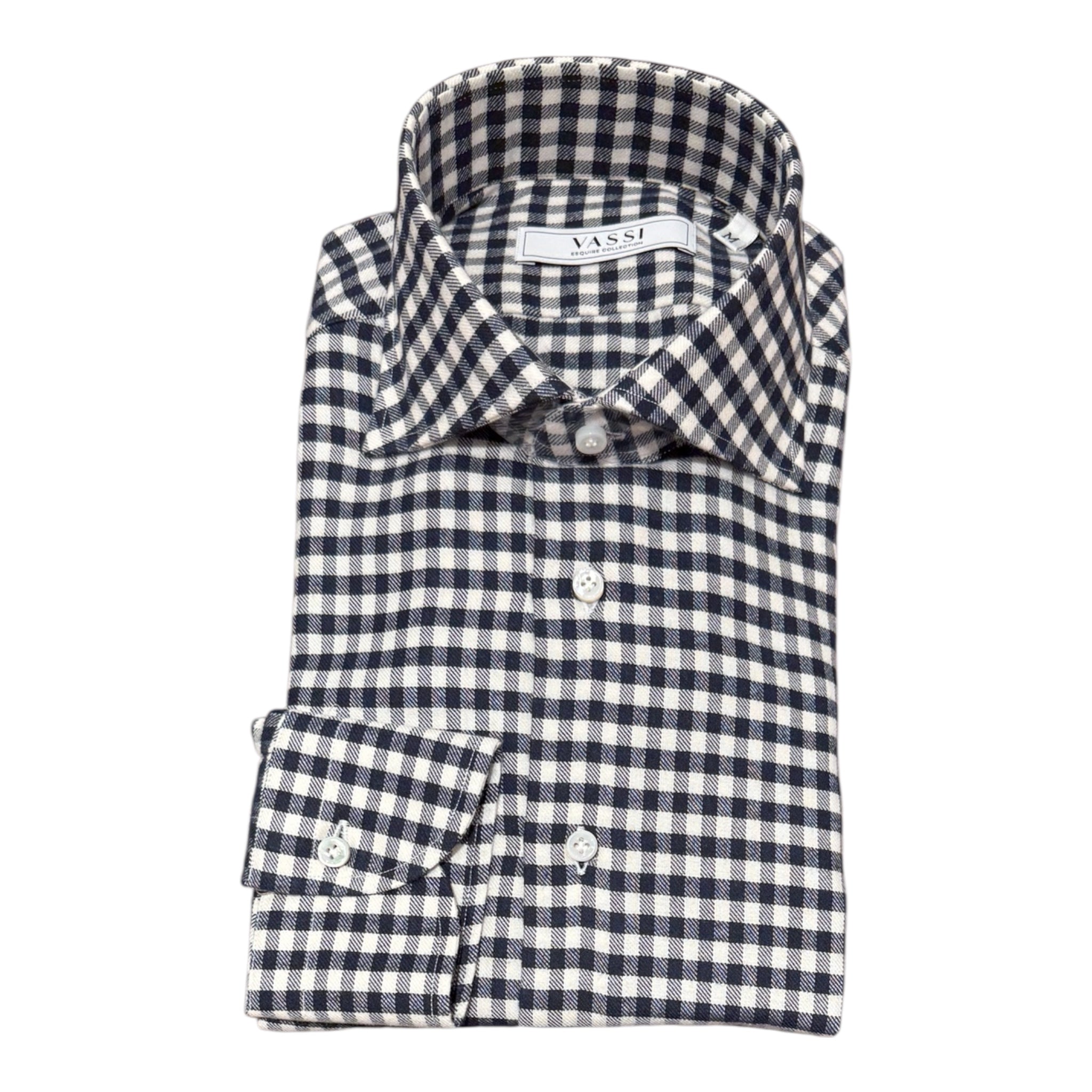 Gingham Check Flannel Shirt - Navy SPORT SHIRTSM