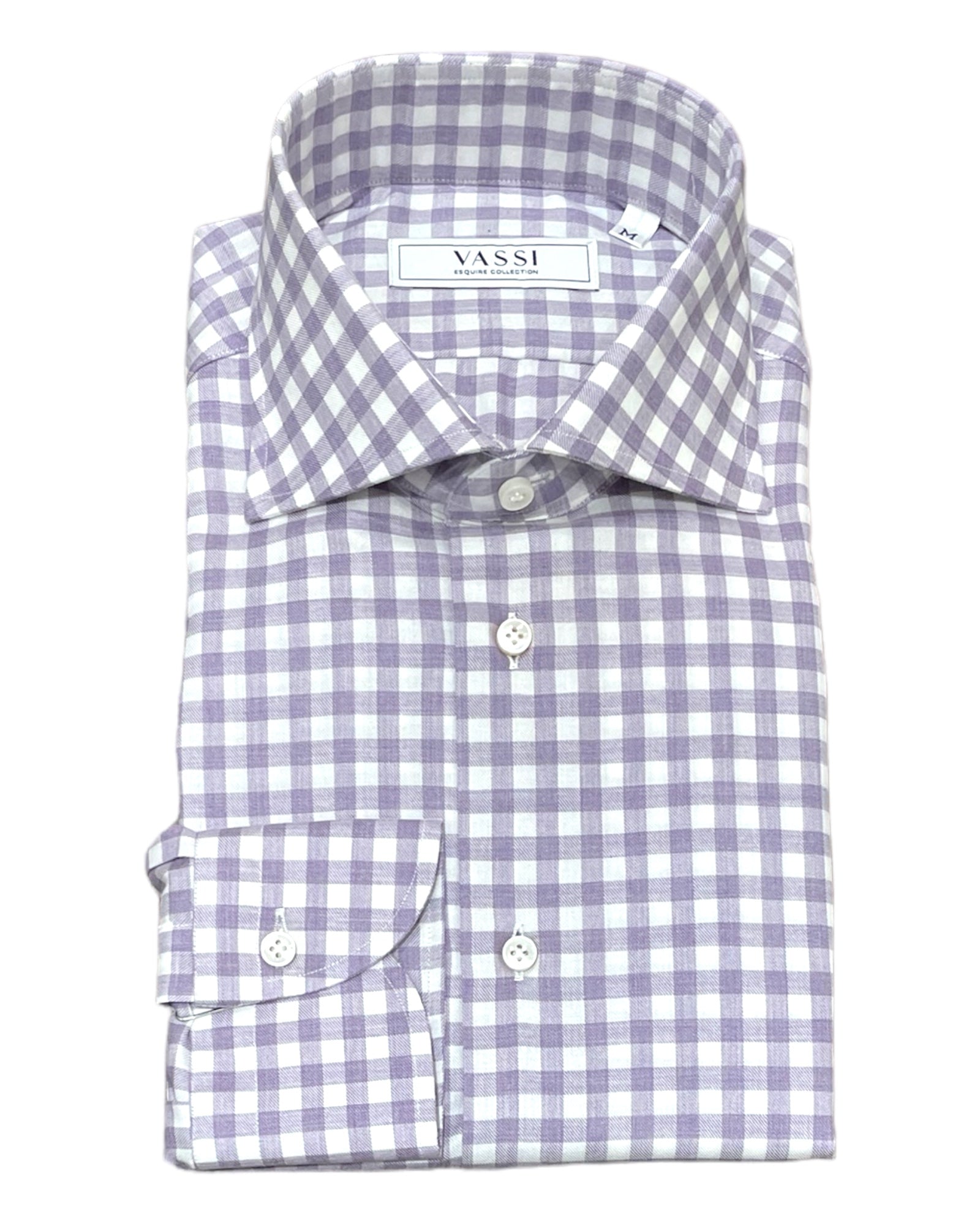 Gingham Check Sport Shirt in Lavender &amp; White SPORT SHIRTSM