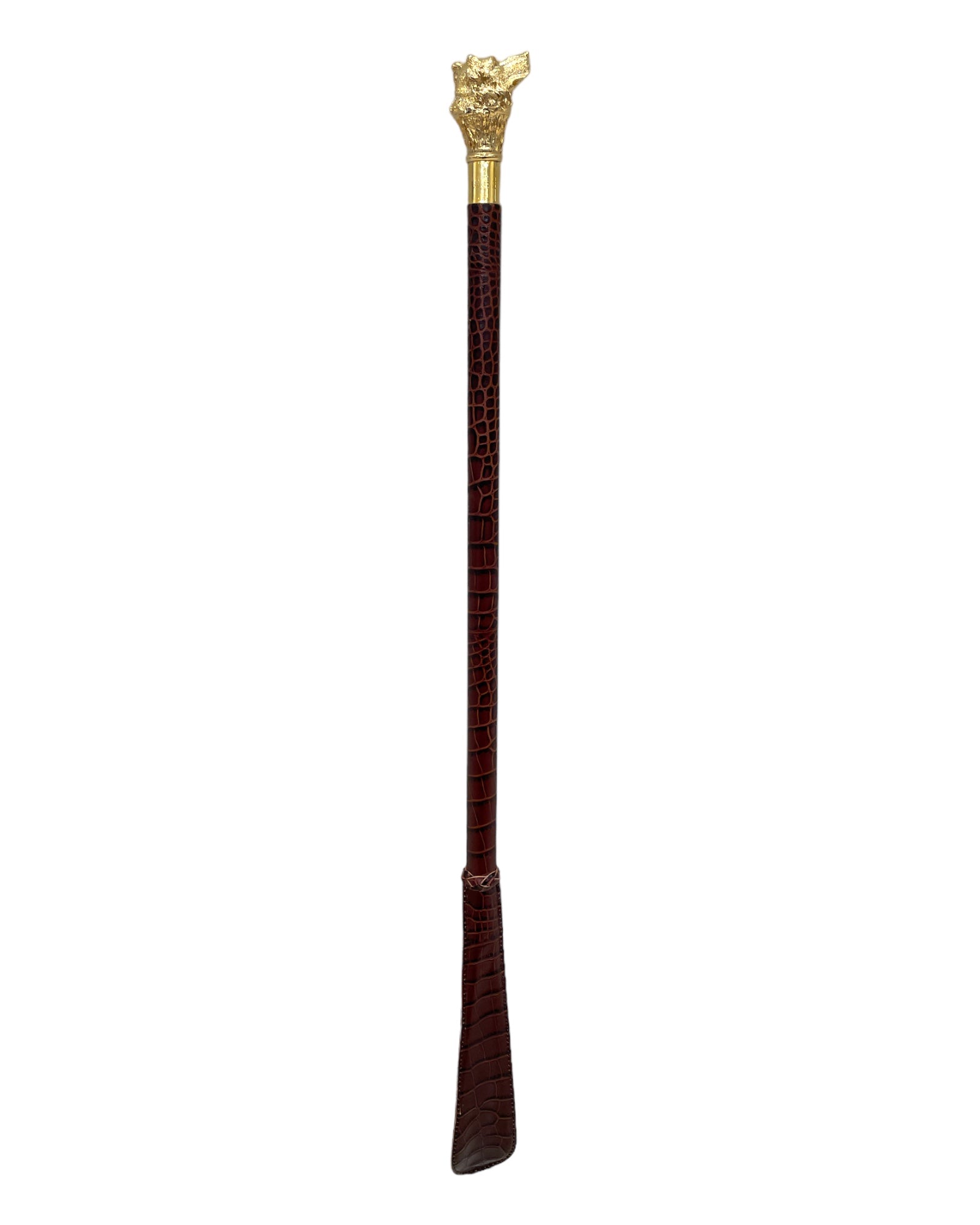 Golden Pointer Long Shoehorn - Brown Leather with Brown Stitches SHOEHORN