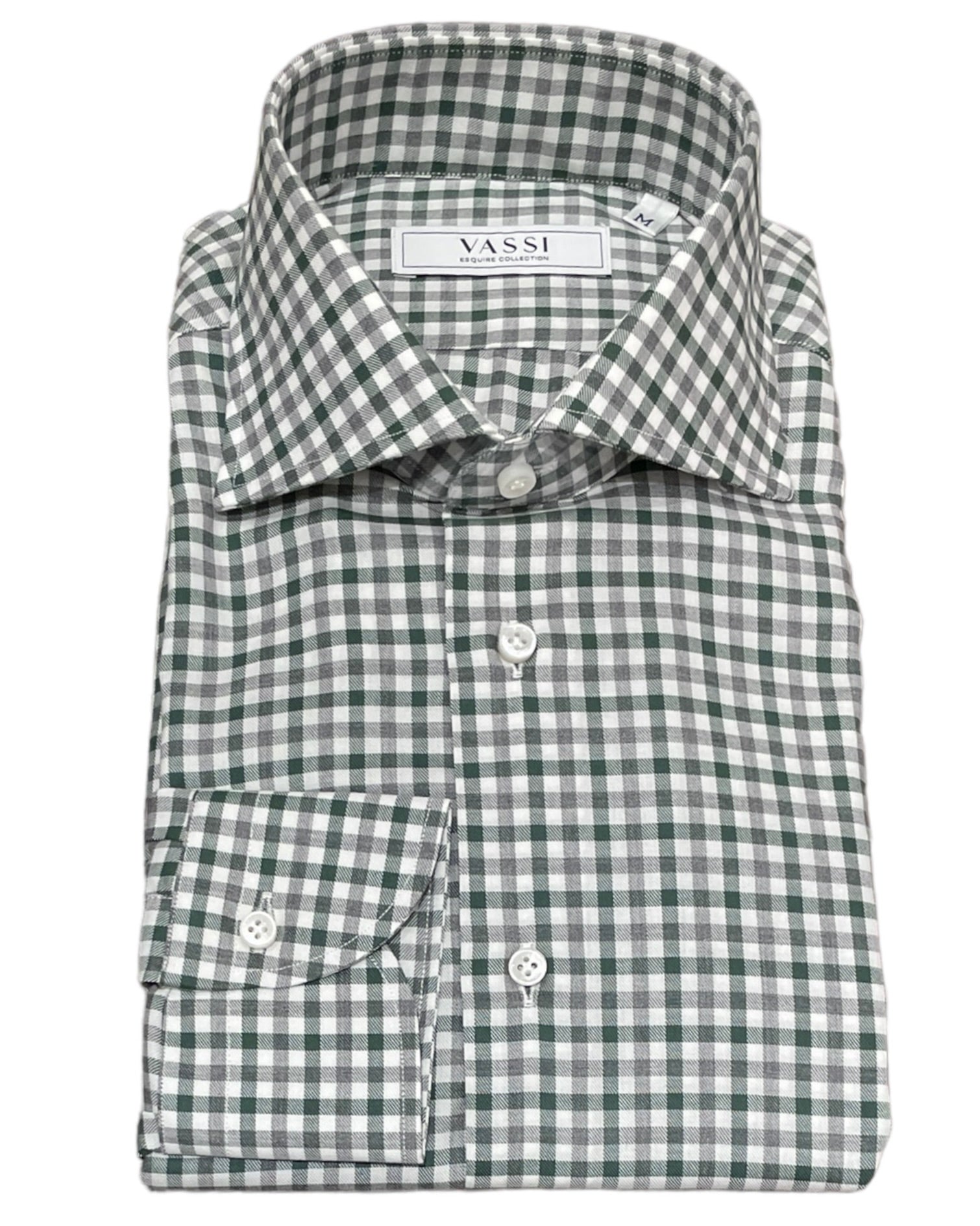 Green & Grey Checkered Cotton Sport Shirt SPORT SHIRTSM