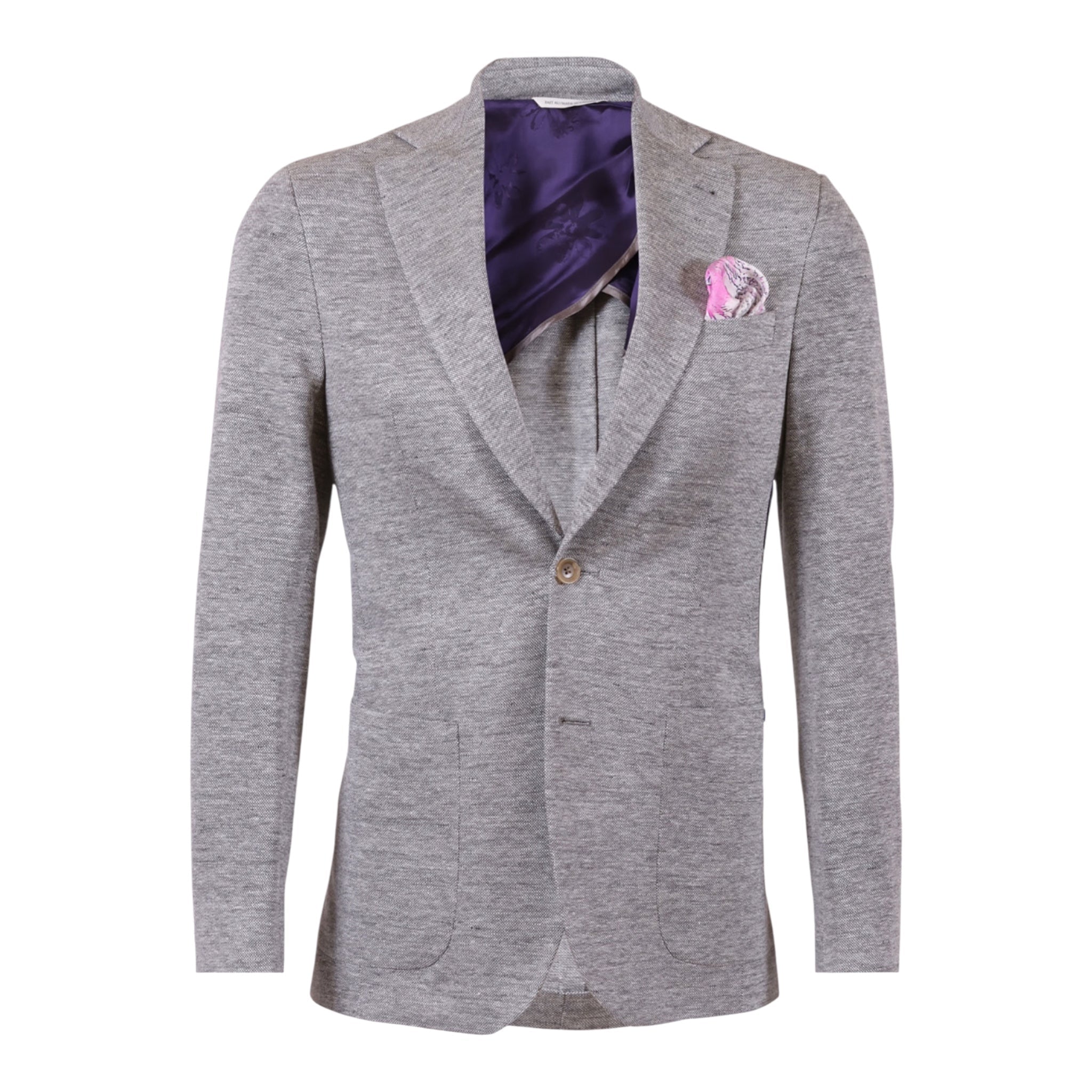 Grey Linen & Wool Knit Jersey Blazer - Loro Piana Summertime JACKETS36S