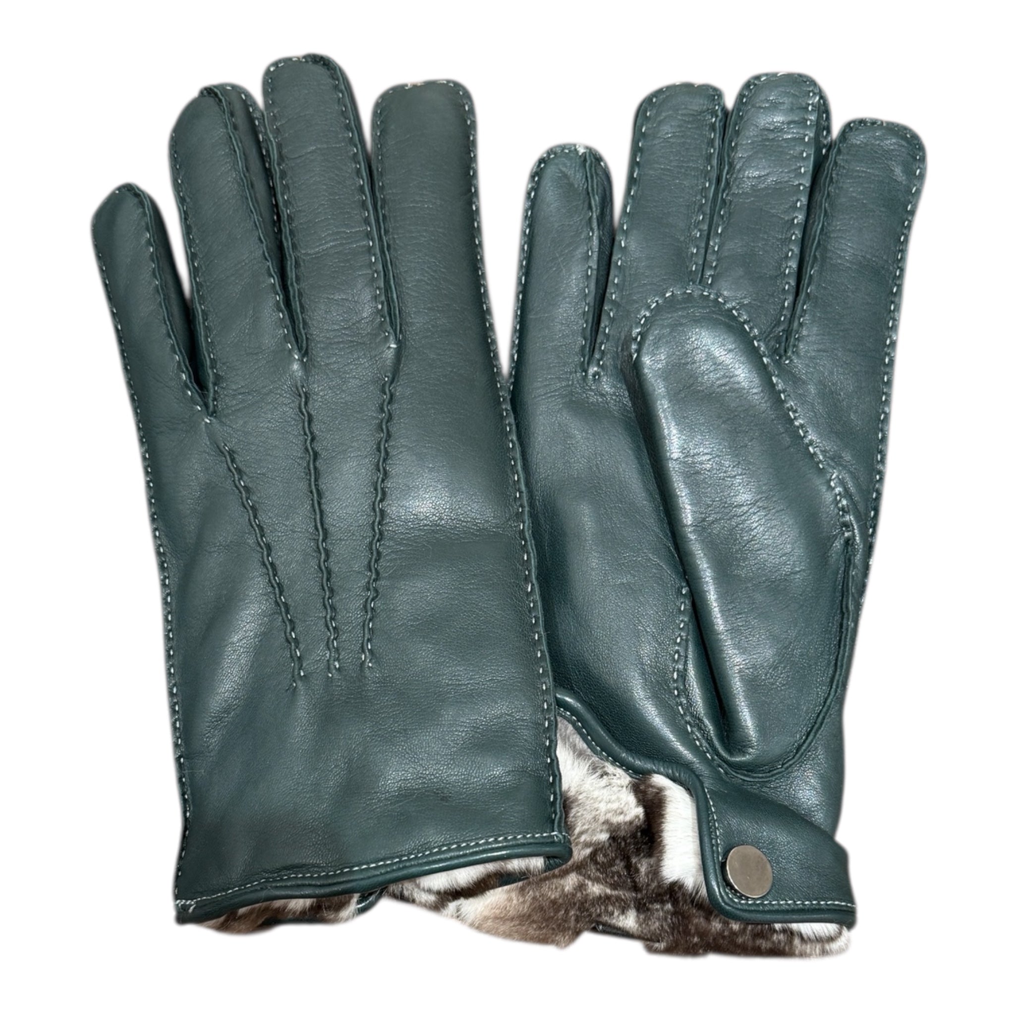 Hand Stitched Napa Leather Gloves with Orylag Lining - Forest Green Glove8 1/2