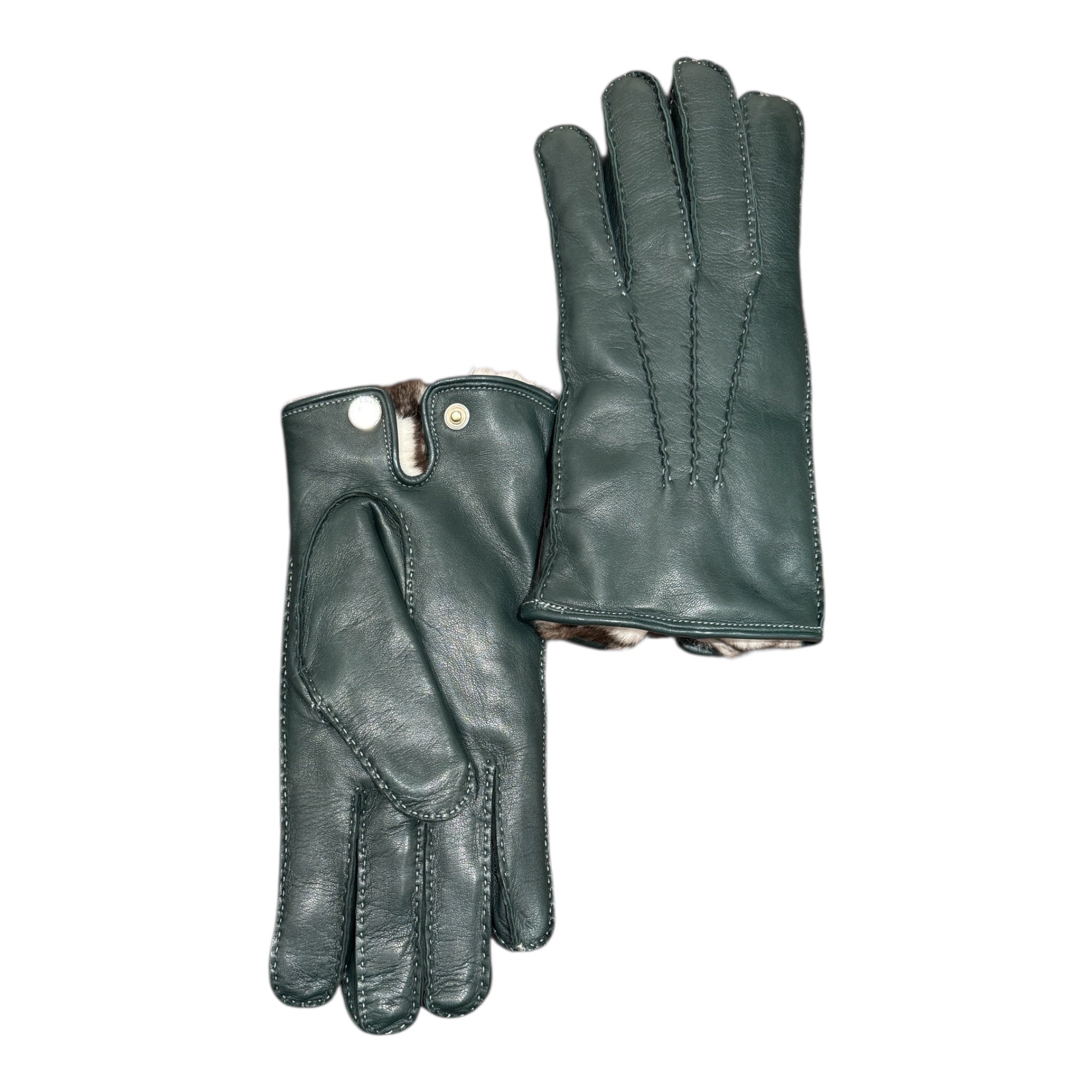 Hand Stitched Napa Leather Gloves with Orylag Lining - Forest Green Glove8 1/2