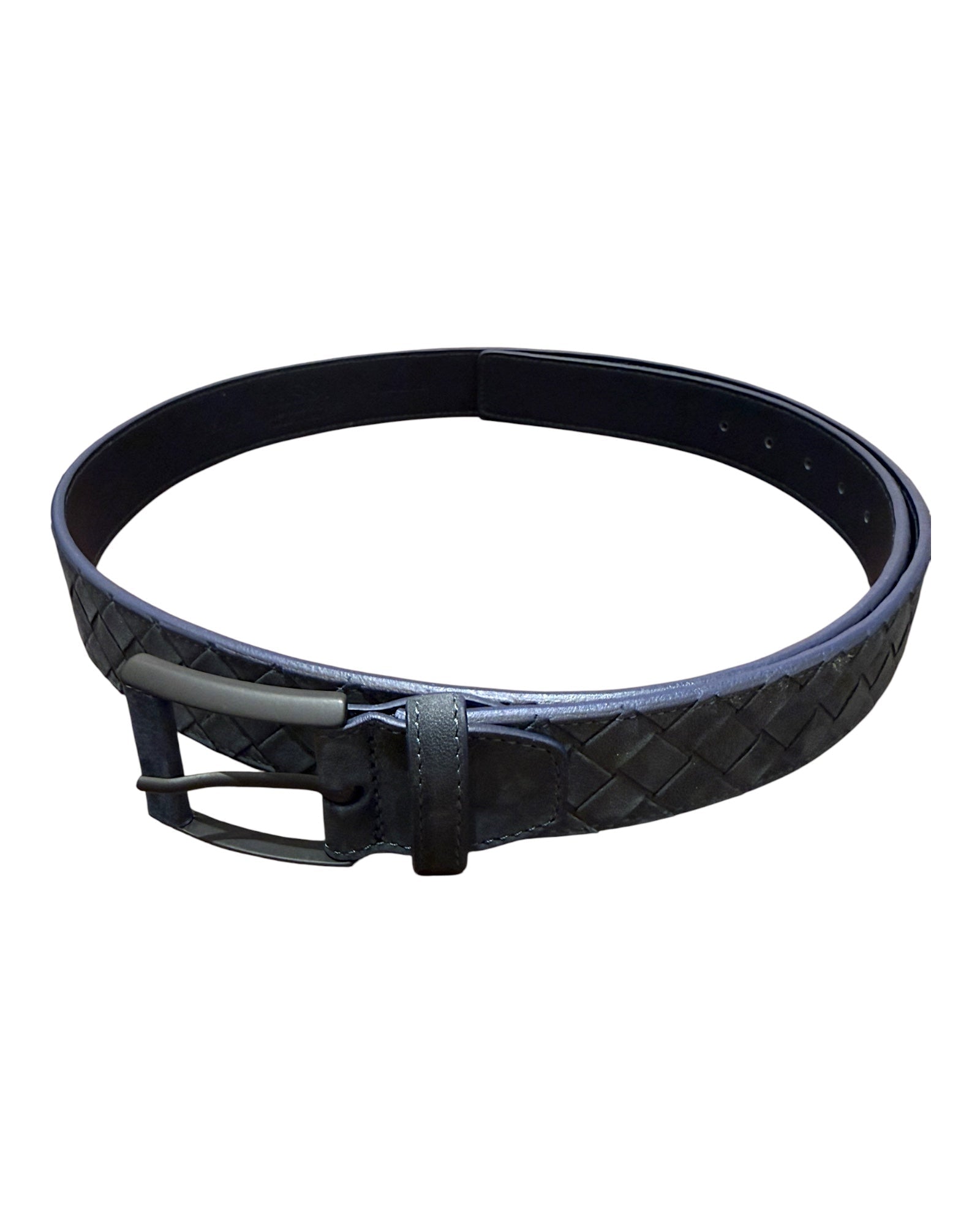 Hand-woven full-grain leather belt, lined with premium calfskin- Blue BELTS46