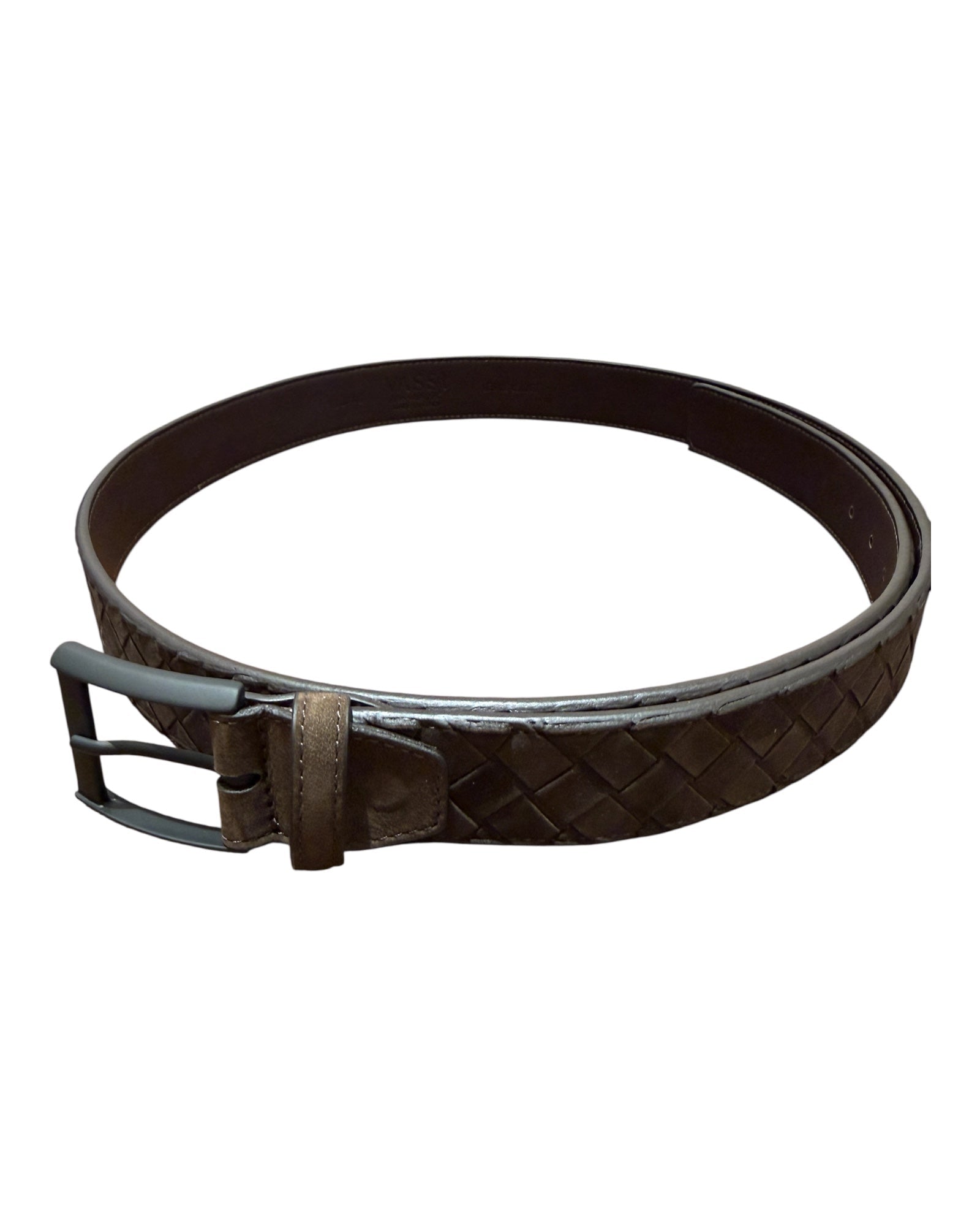 Hand-woven full-grain leather belt, lined with premium calfskin- Brown BELTS46