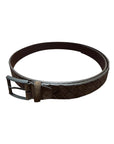 Hand-woven full-grain leather belt, lined with premium calfskin- Brown BELTS46