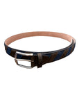 Hand-woven leather belt, with diagnoal pattern- Blue & Brown BELTS44